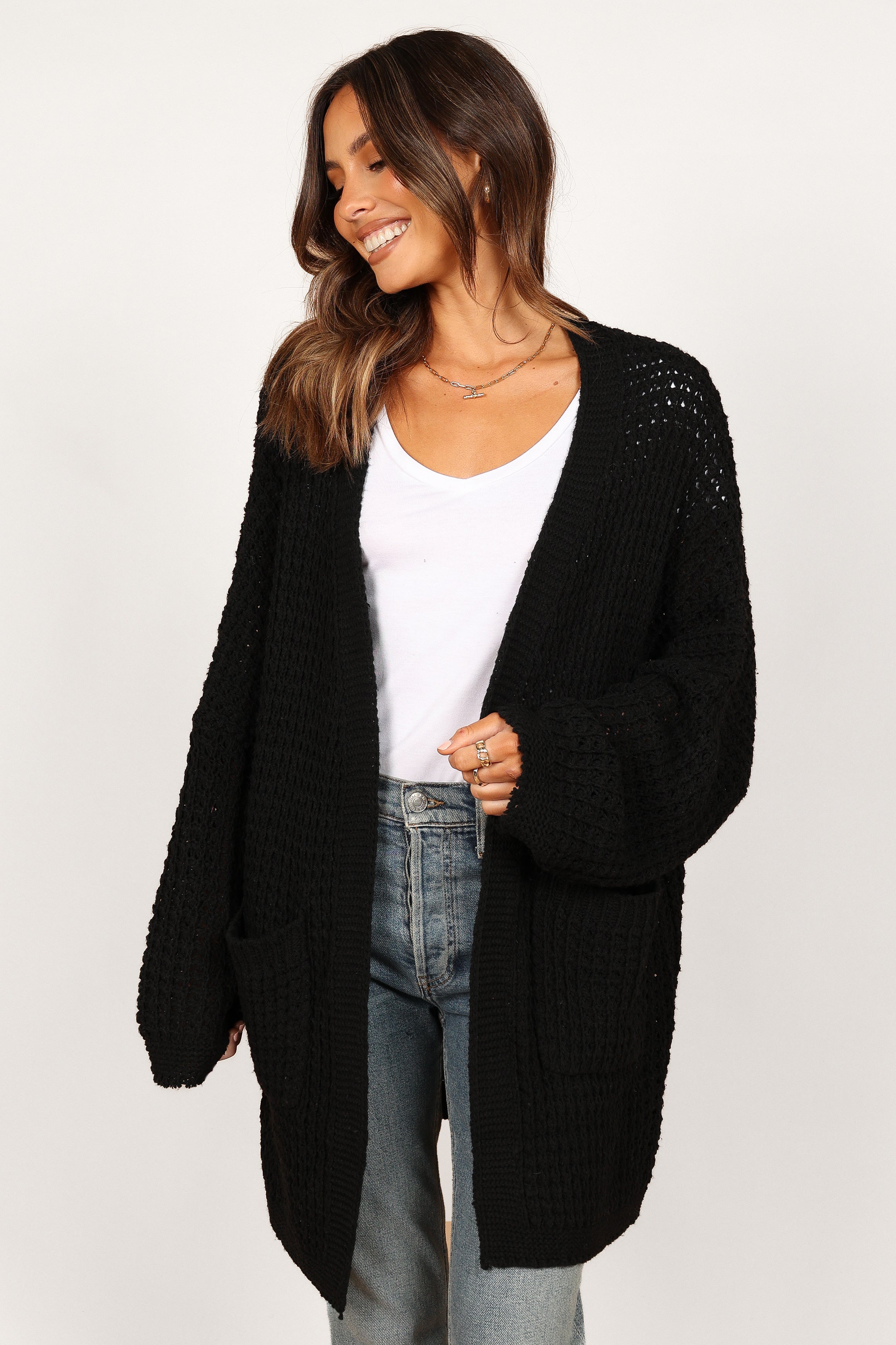 Leyonie Cardigan - Black-Aur Fashion