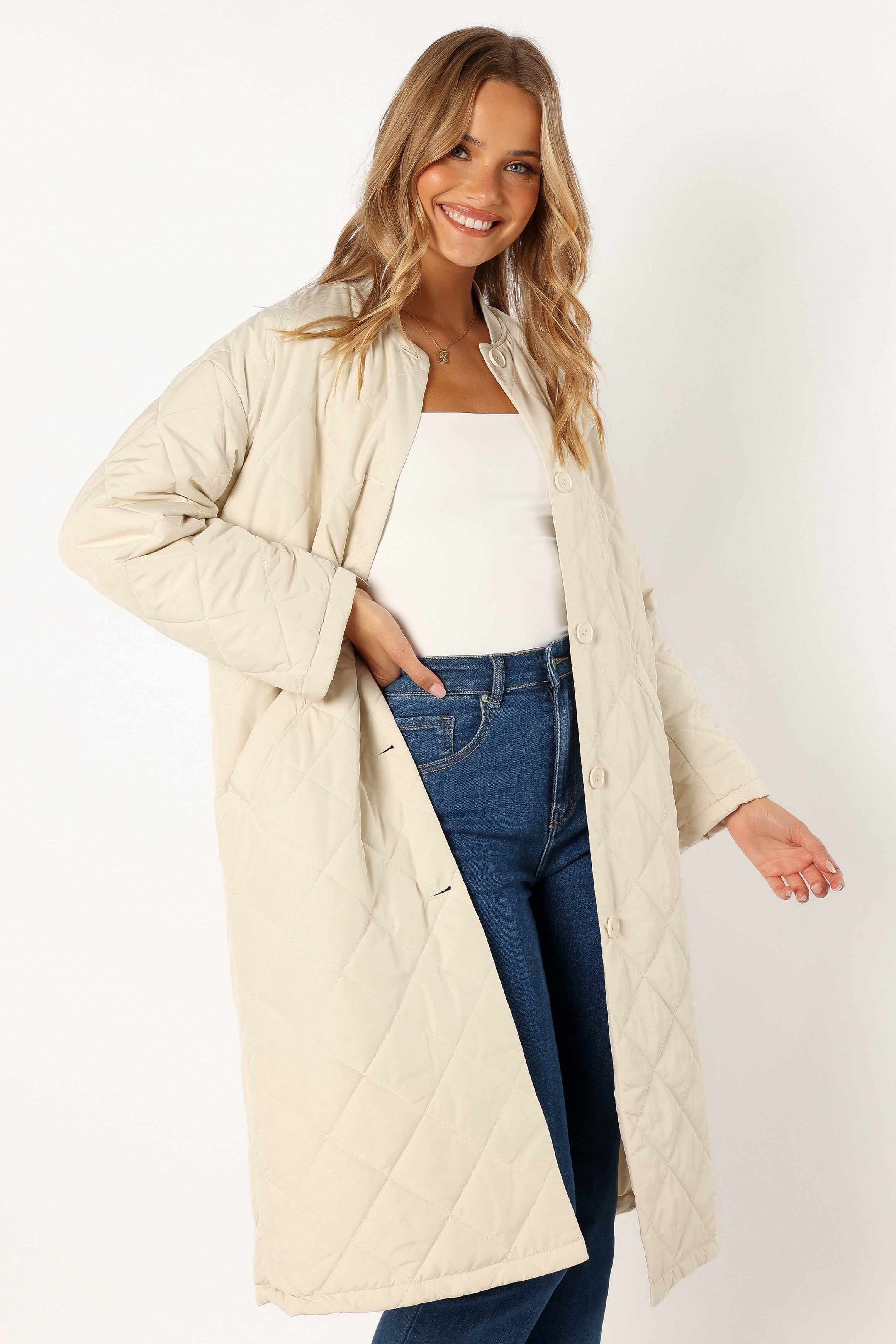 Clea Quilted Jacket - Bone-Aur Fashion