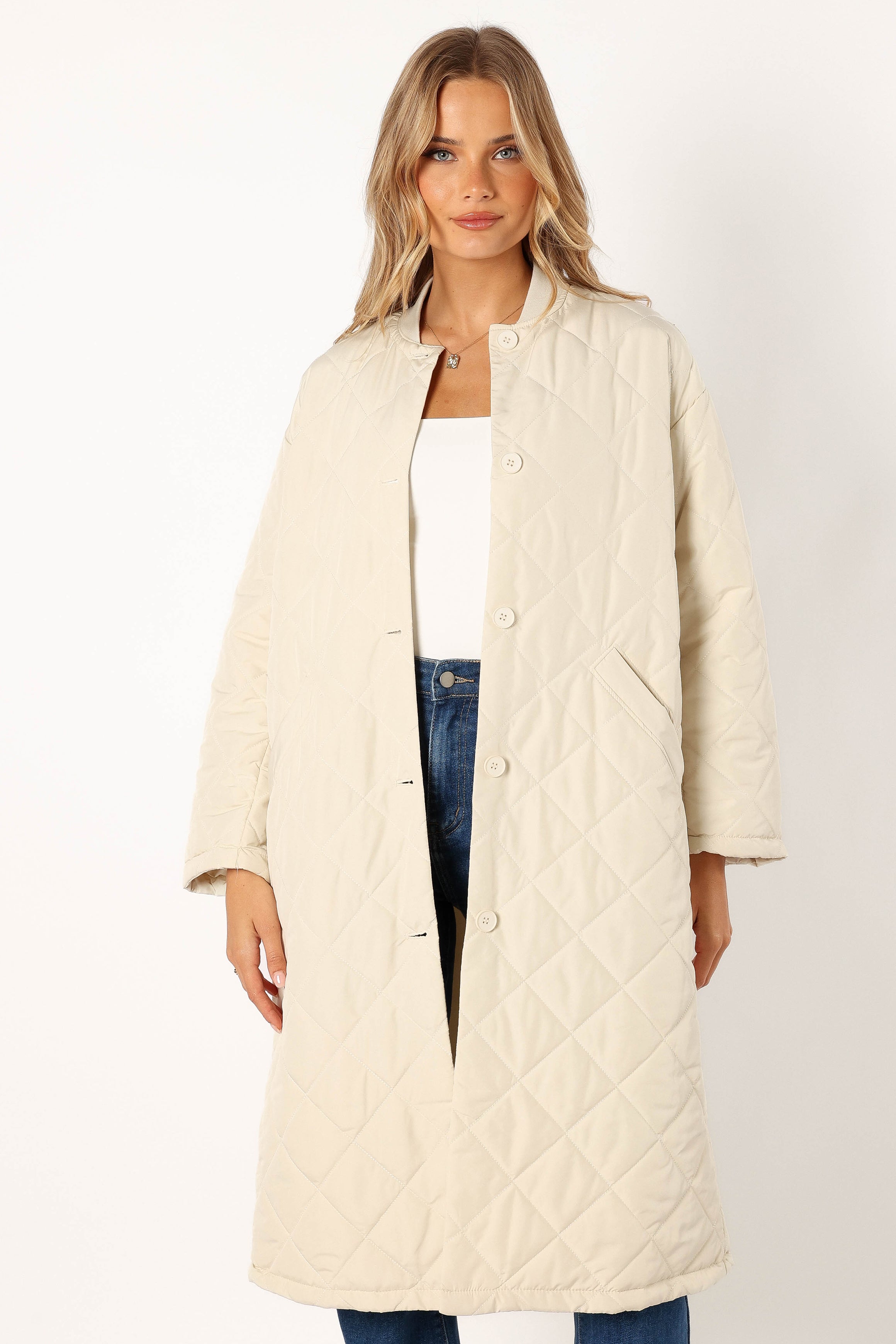 Clea Quilted Jacket - Bone-Aur Fashion