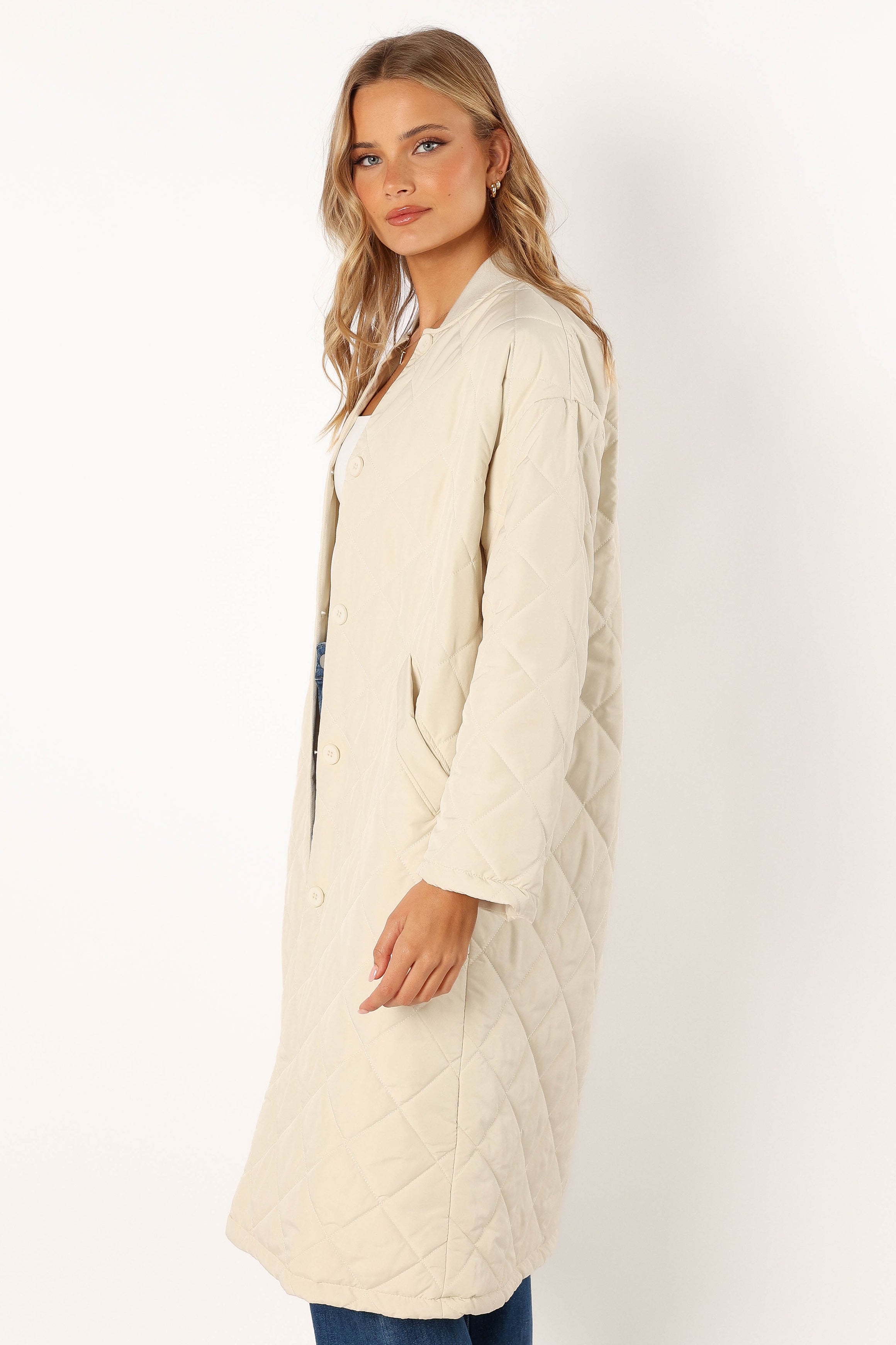 Clea Quilted Jacket - Bone-Aur Fashion