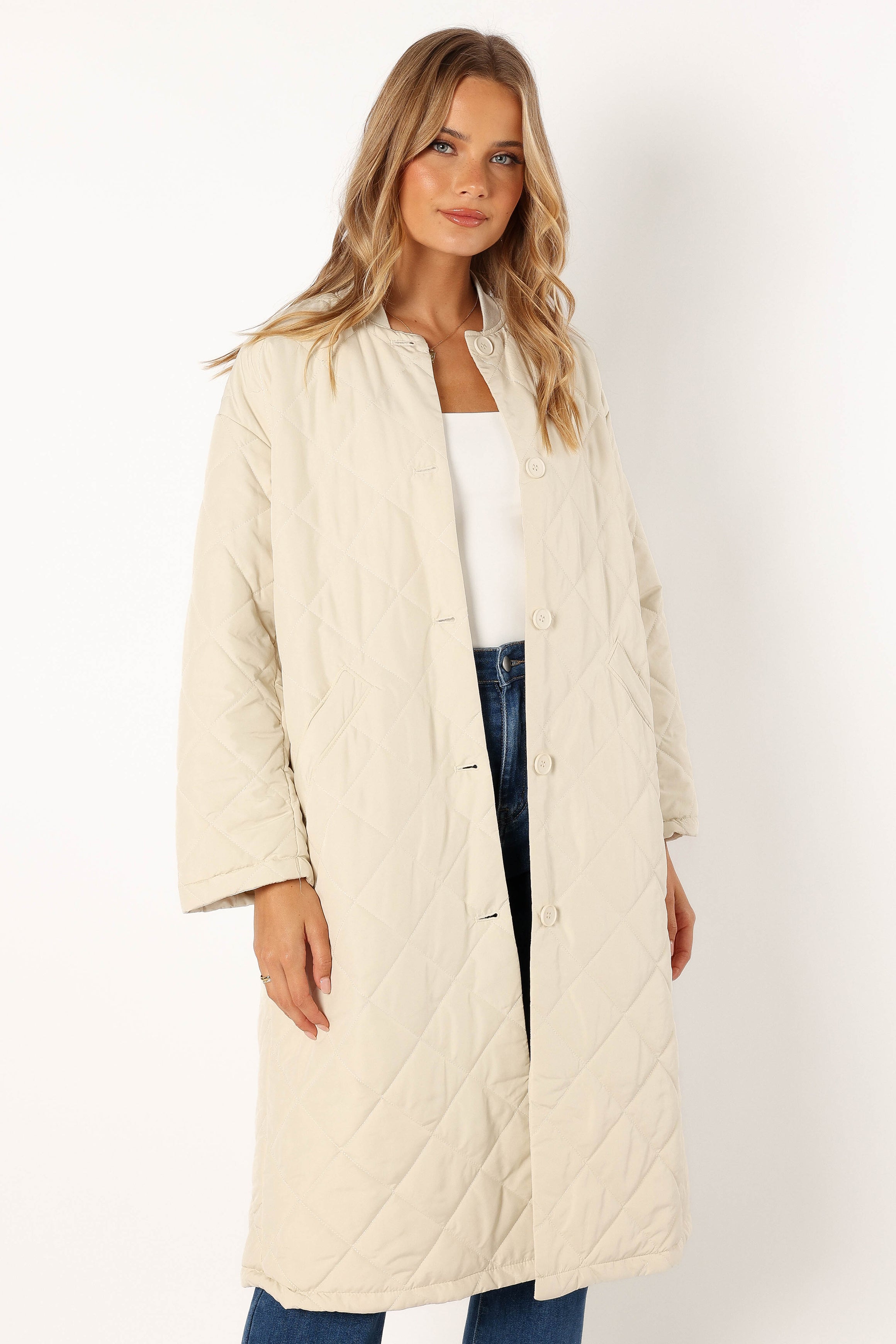 Clea Quilted Jacket - Bone-Aur Fashion