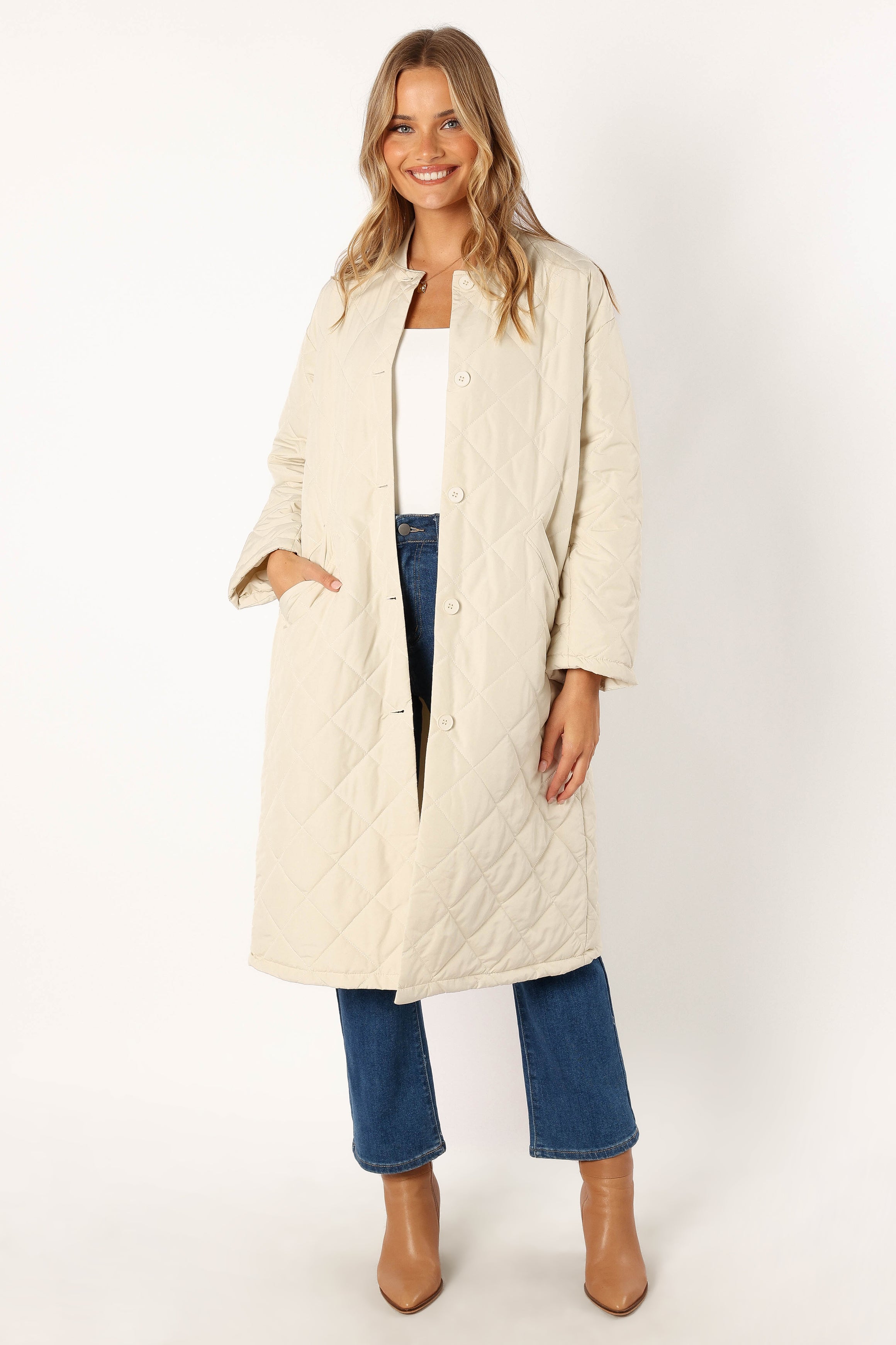 Clea Quilted Jacket - Bone-Aur Fashion