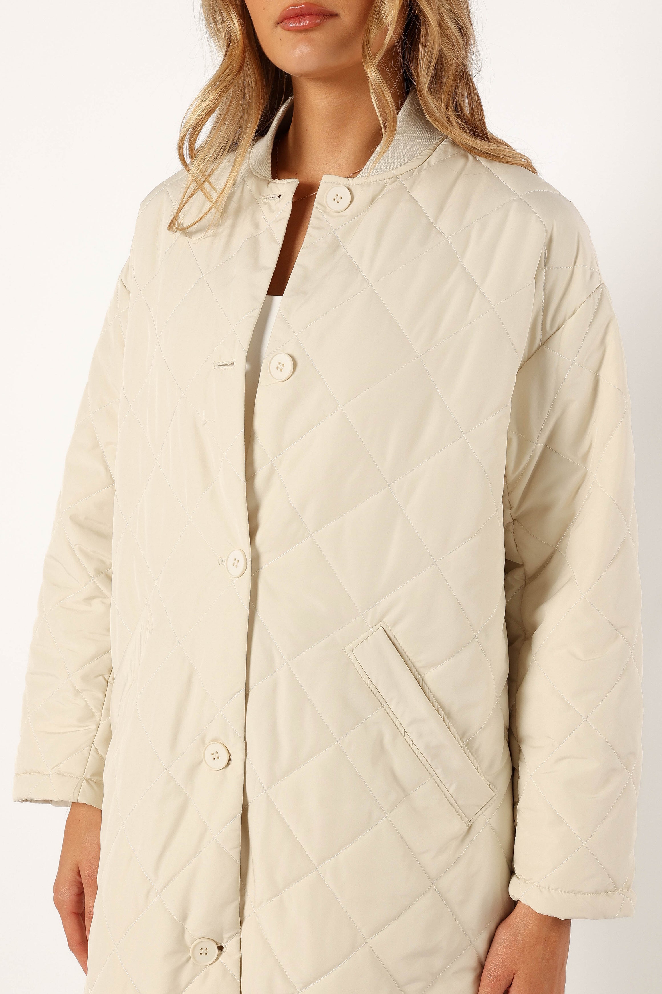 Clea Quilted Jacket - Bone-Aur Fashion