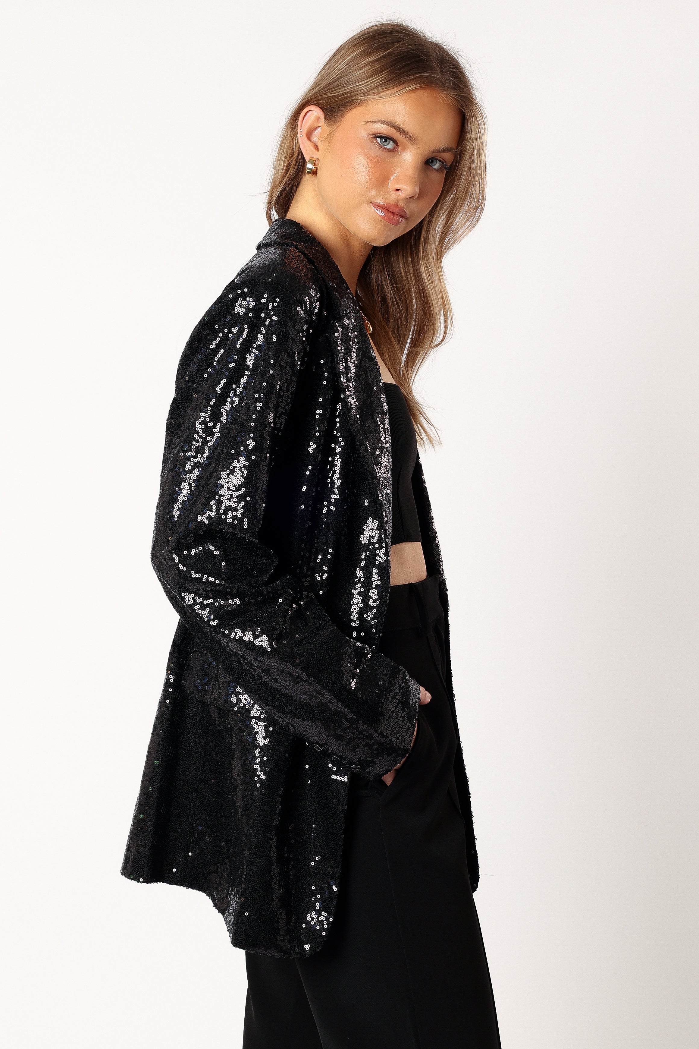 Delaney Sequin Blazer - Black-Aur Fashion