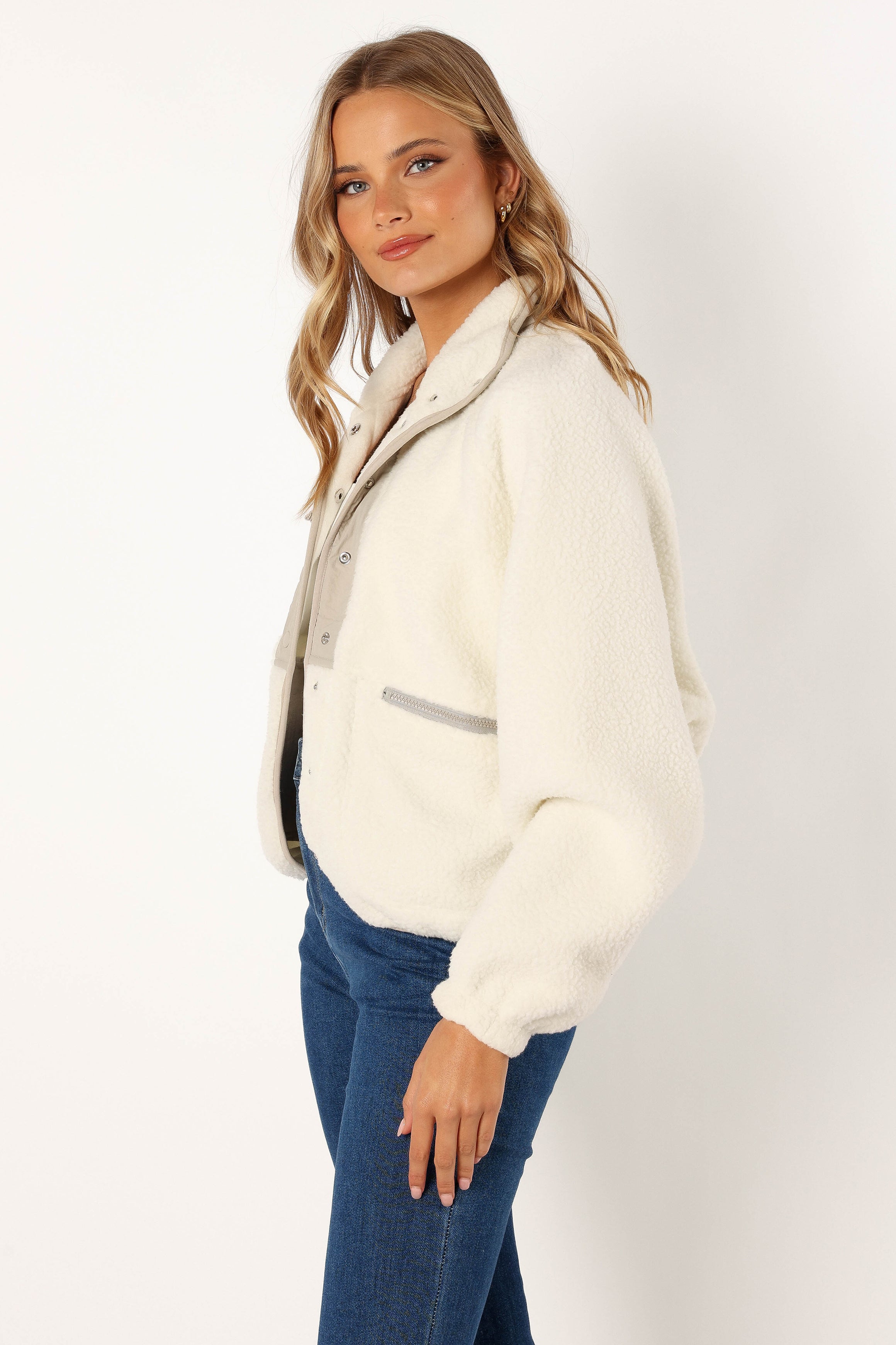 Josephine Zip Front Jacket - Ivory-Aur Fashion