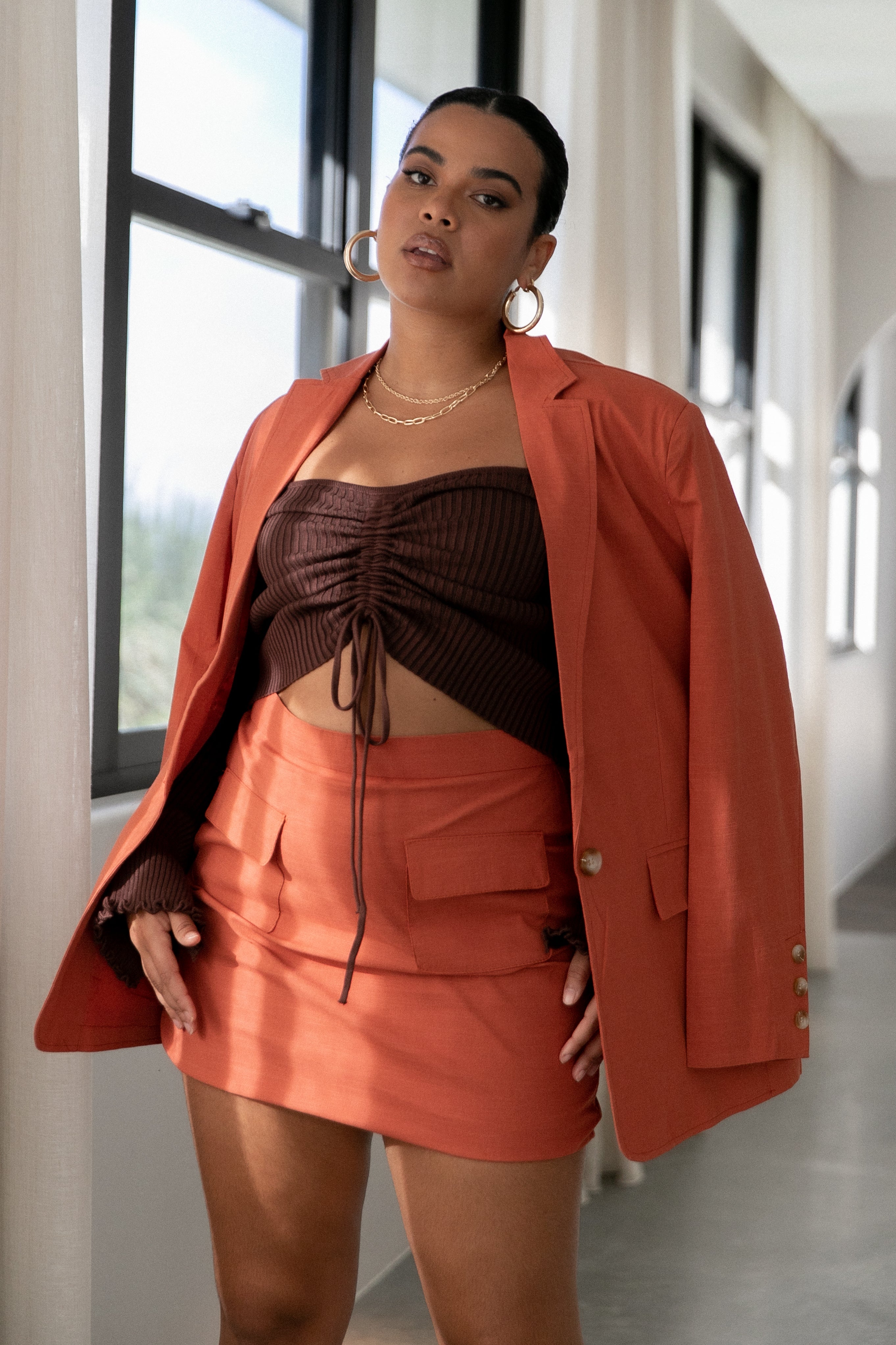 Manhattan Blazer - Rust-Aur Fashion