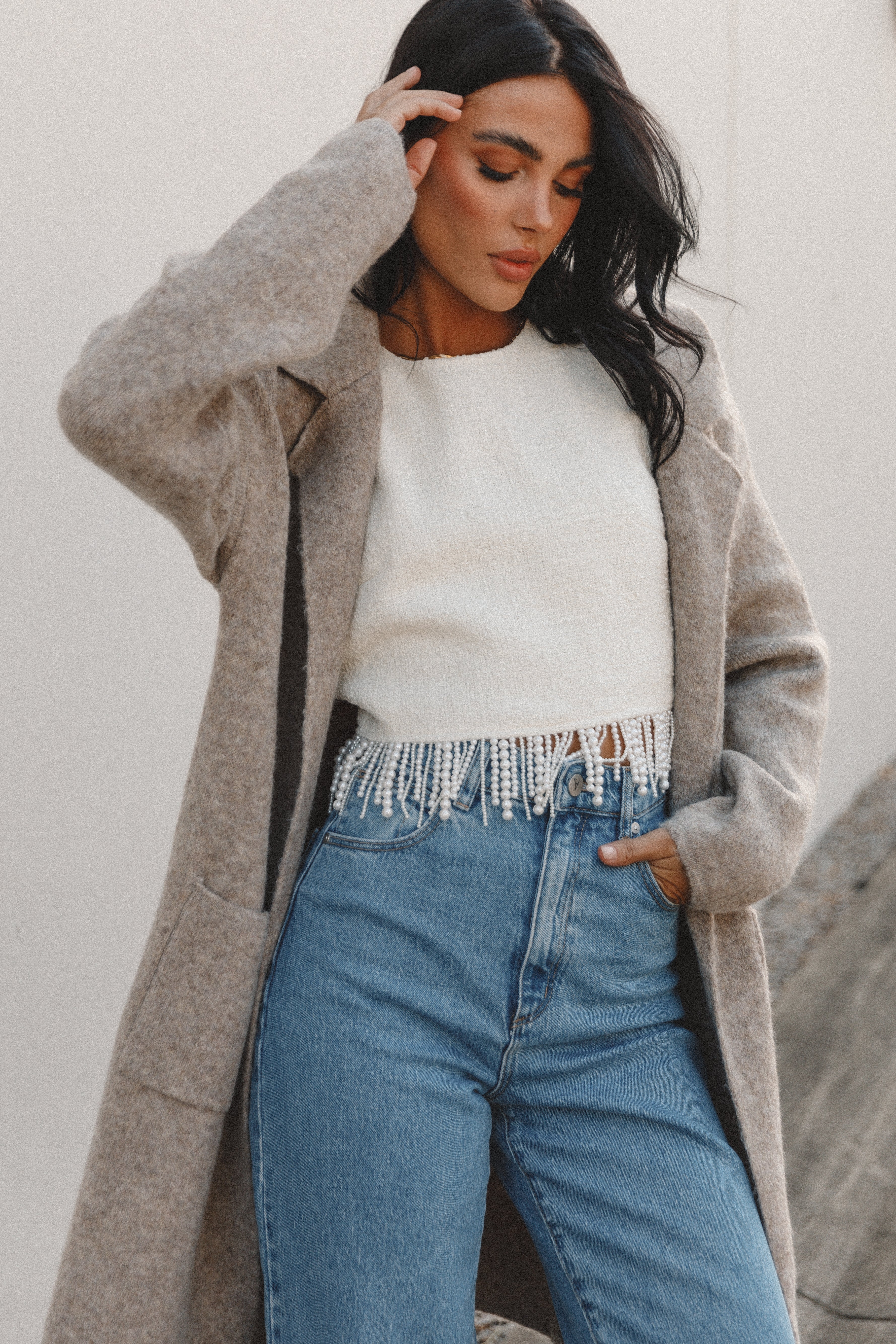 Skylar Open Front Coatigan - Taupe-Aur Fashion