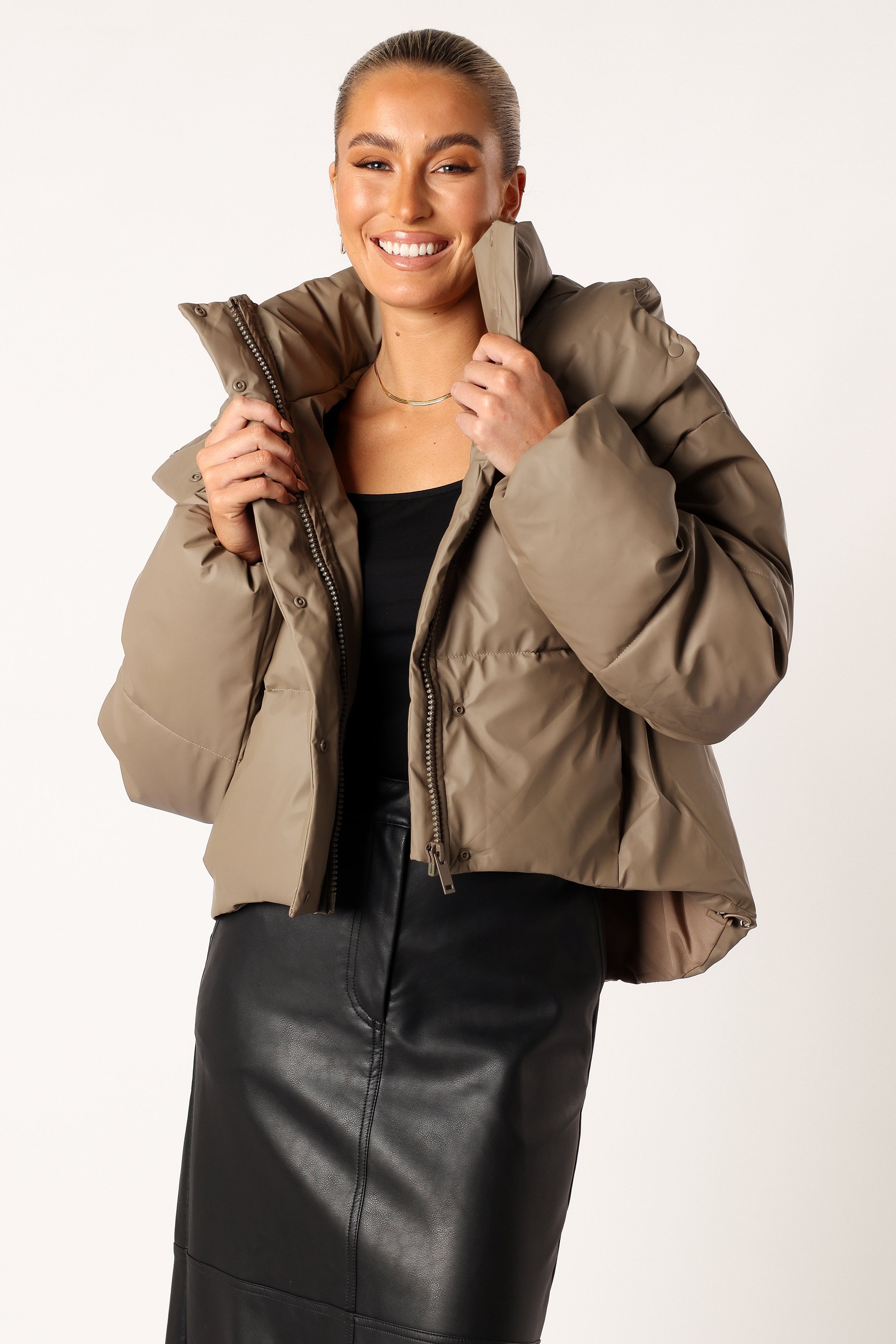 Tania Puffer Jacket - Mocha-Aur Fashion
