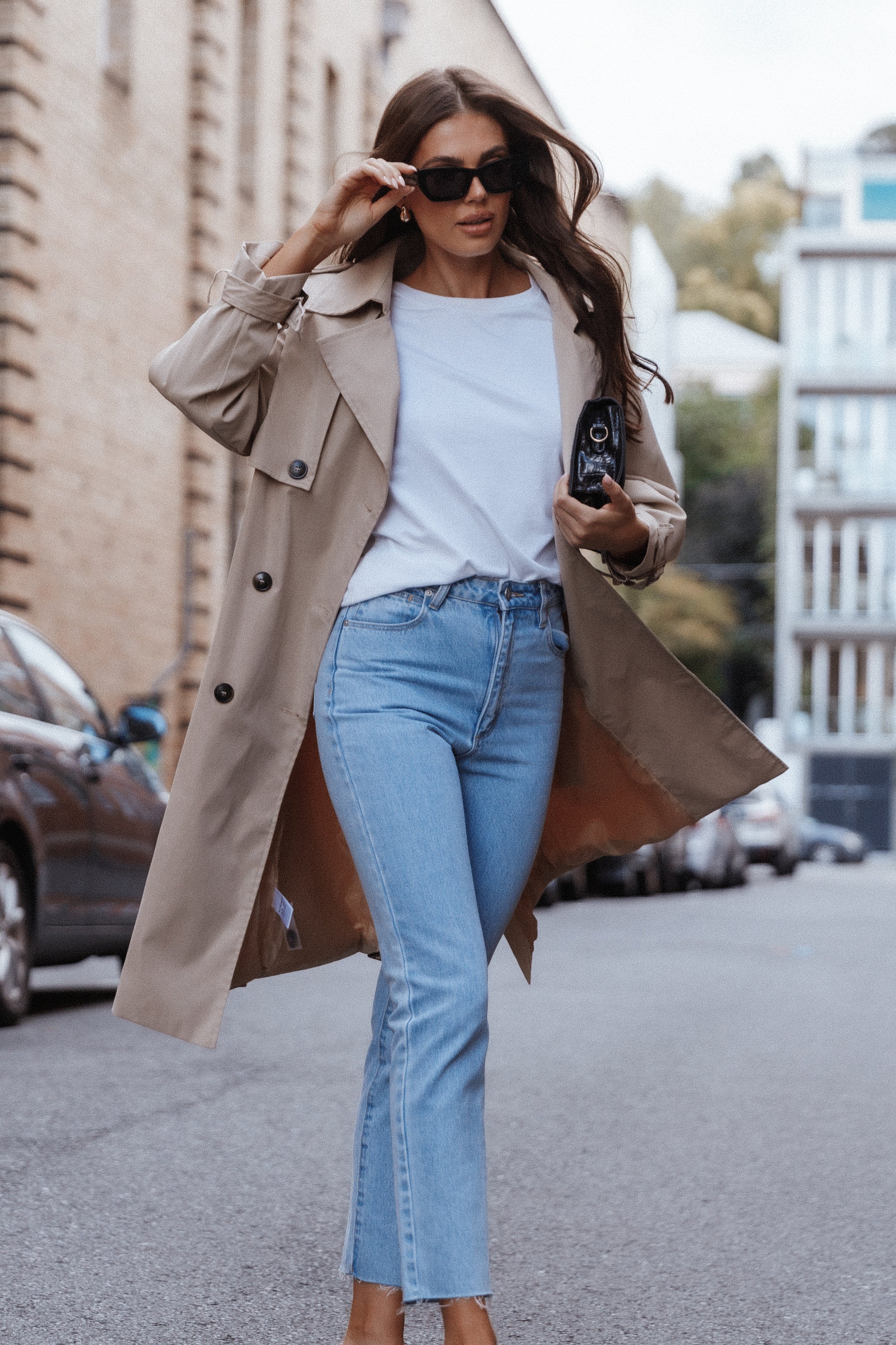 Trina Button Front Trench Coat - Beige-Aur Fashion
