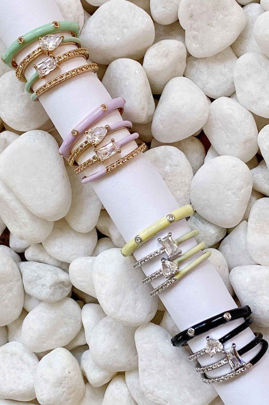 Pastel Glam Ring Set - TEST-Aur Fashion