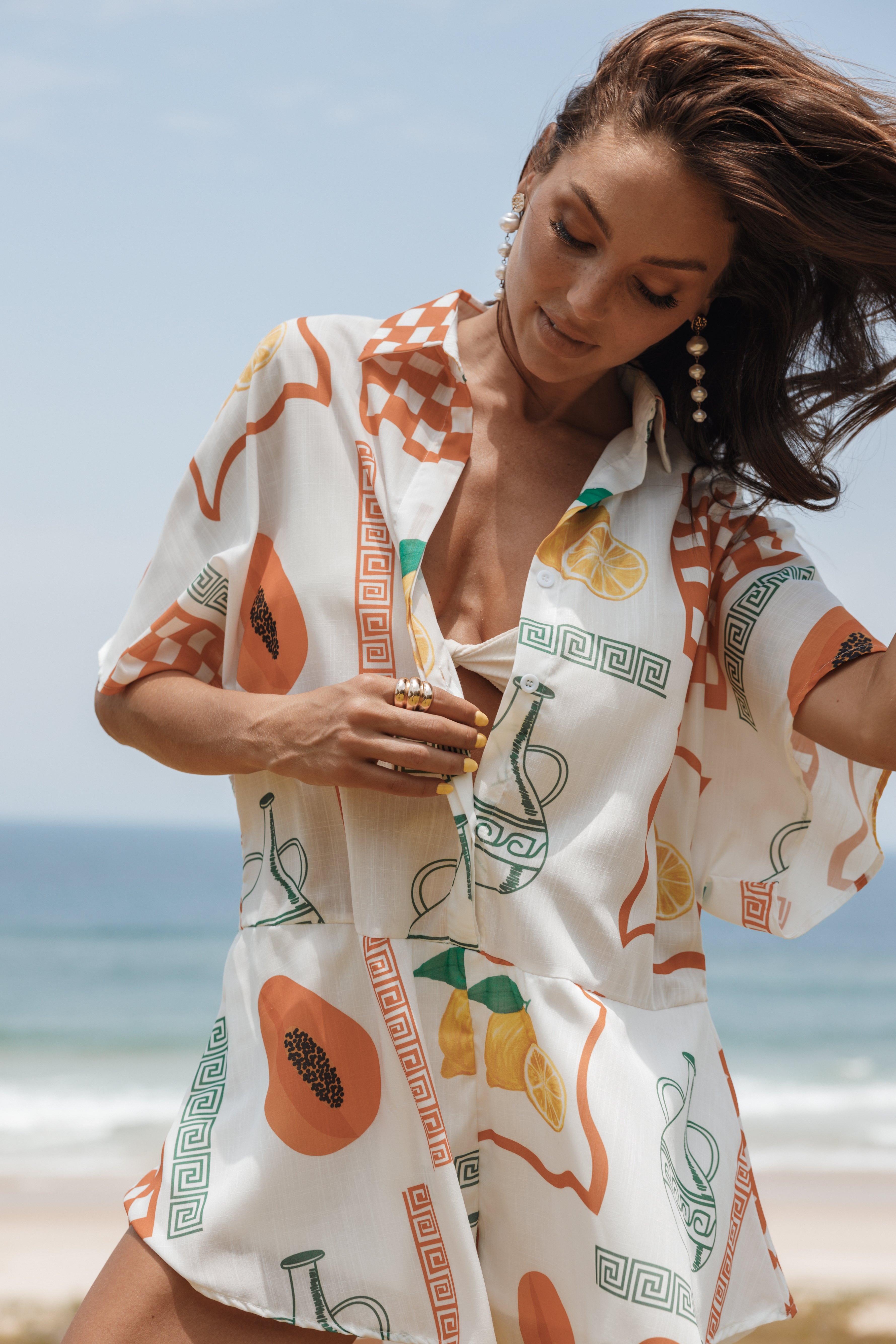 Sebastian Romper - White Orange-Aur Fashion