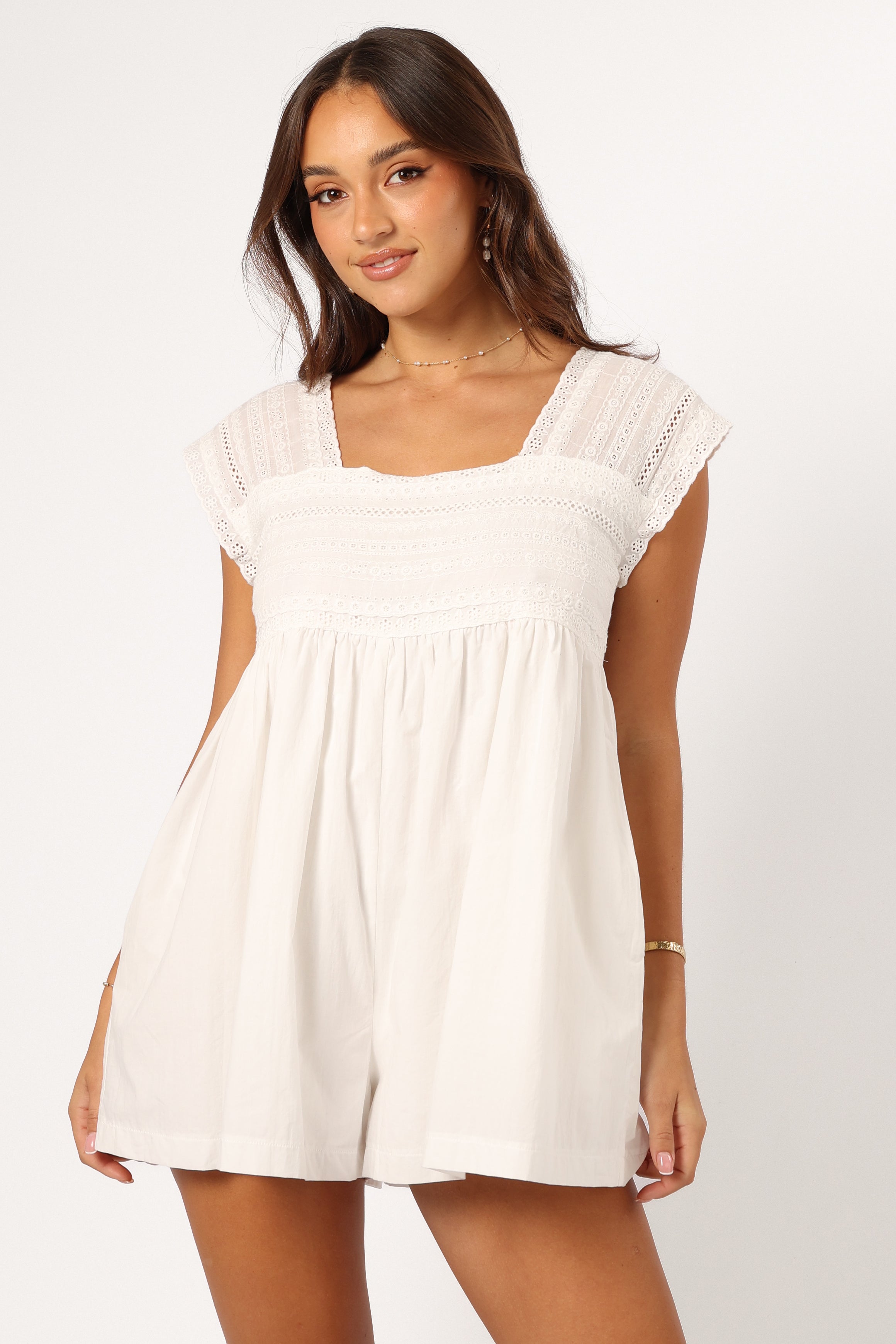Adeline Romper - White-Aur Fashion