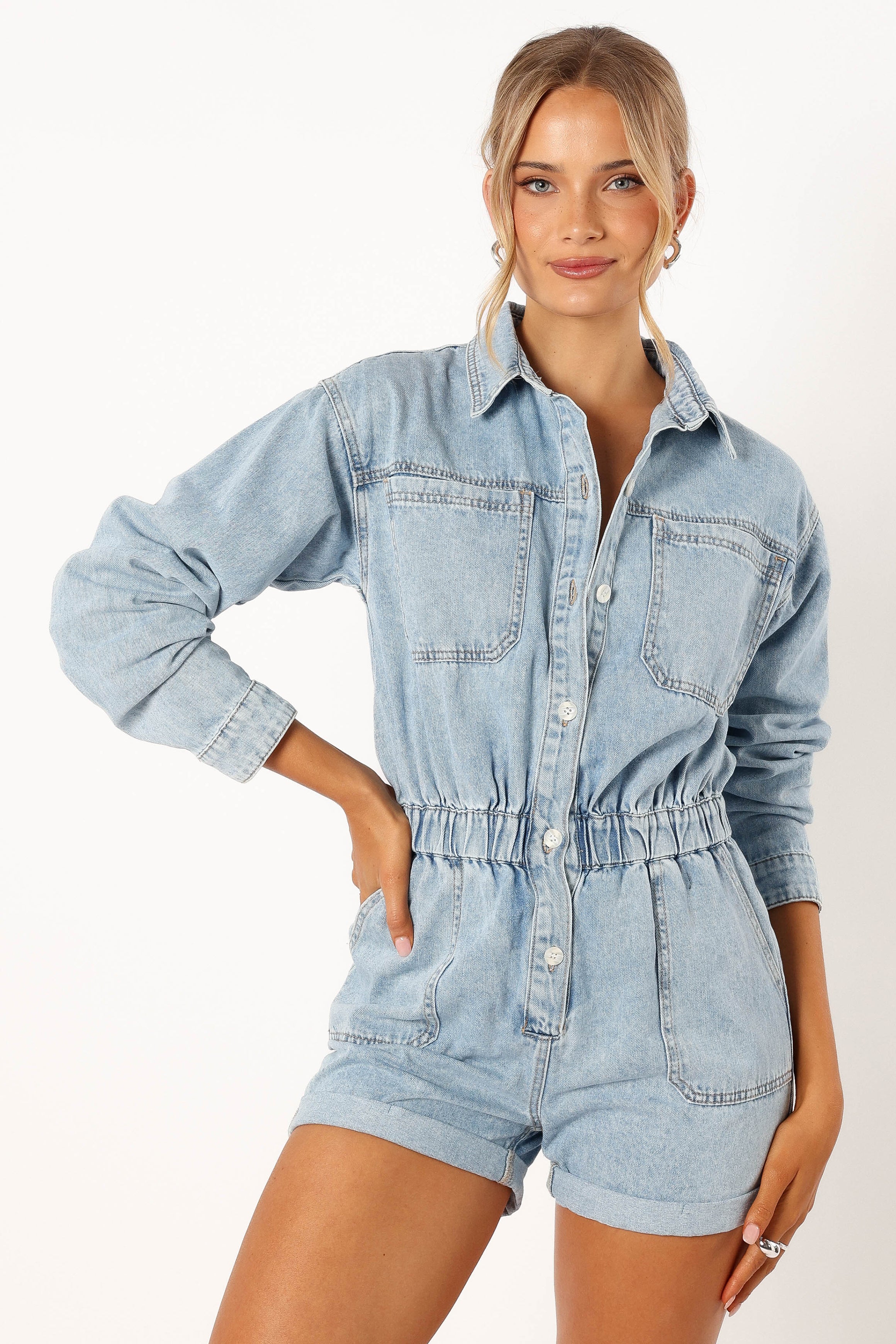 Danielle Romper - Medium Denim-Aur Fashion