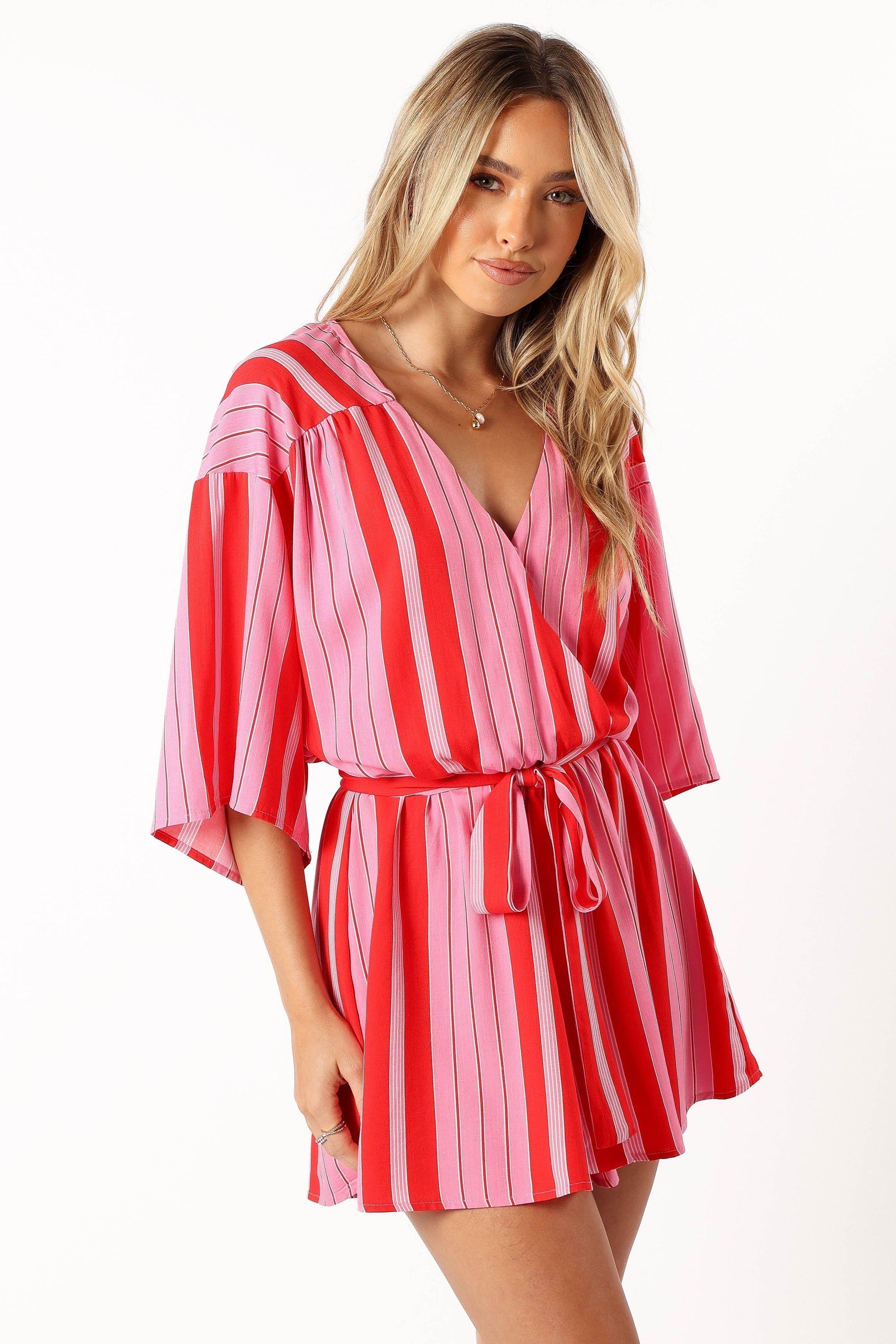 Deena Romper - Pink Stripe-Aur Fashion