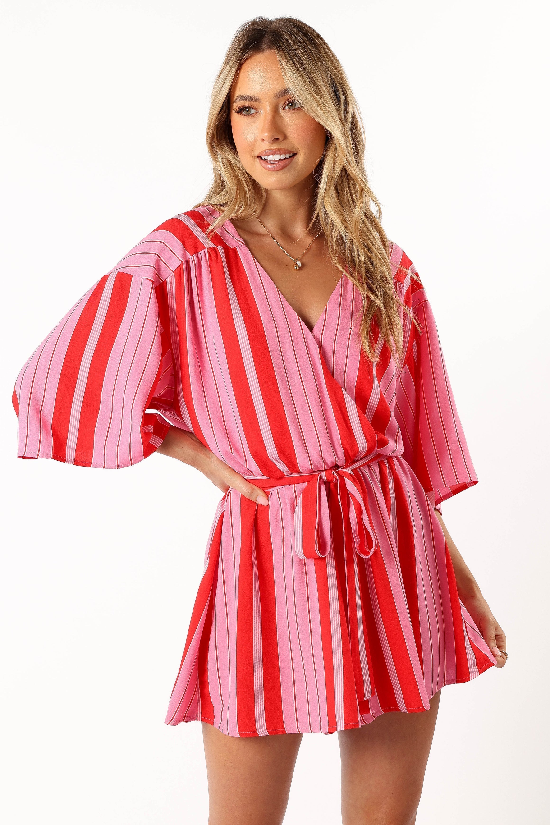 Deena Romper - Pink Stripe-Aur Fashion
