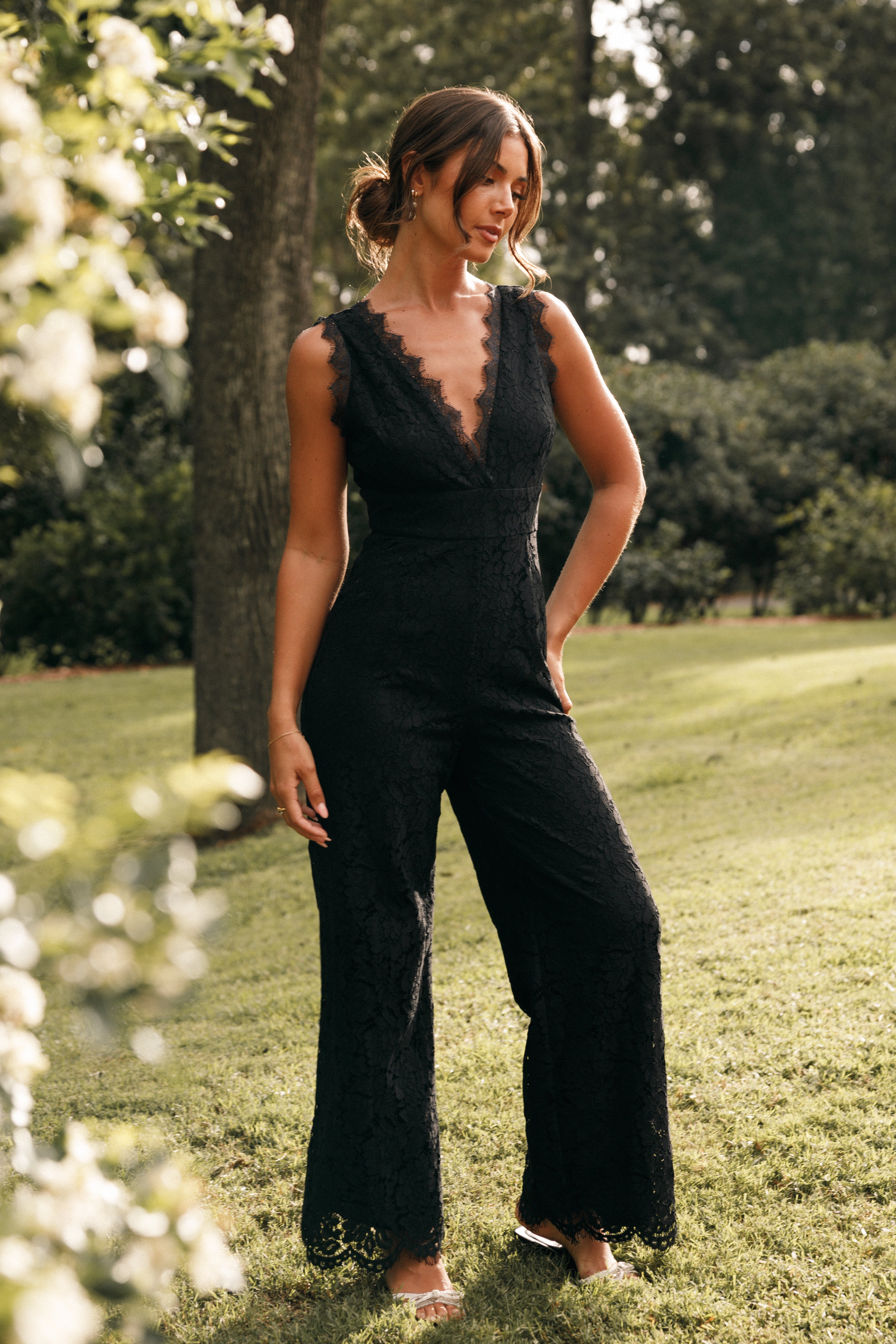 Eloise Lace Jumpsuit - Black-Aur Fashion