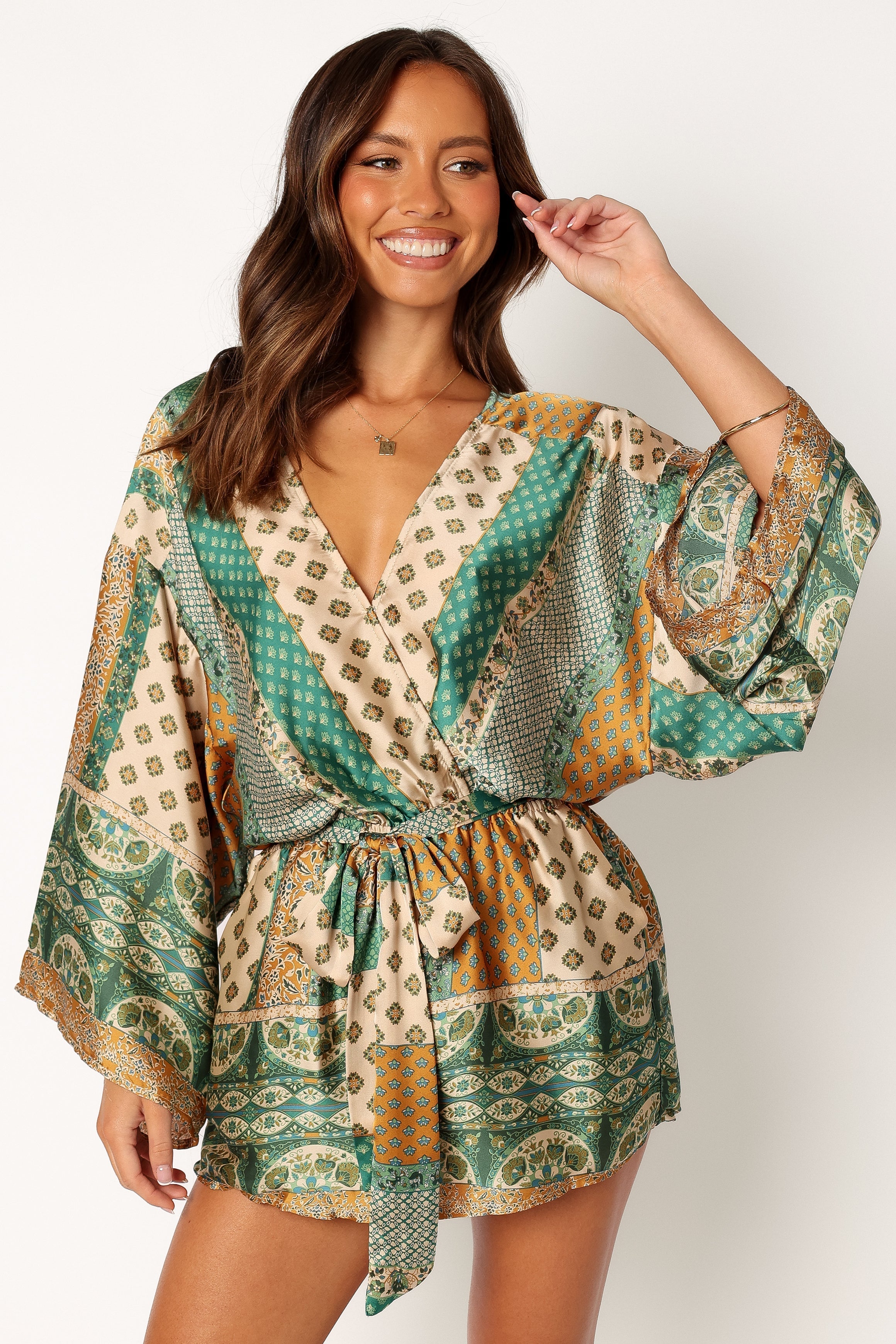 Elyse Romper - Green-Aur Fashion