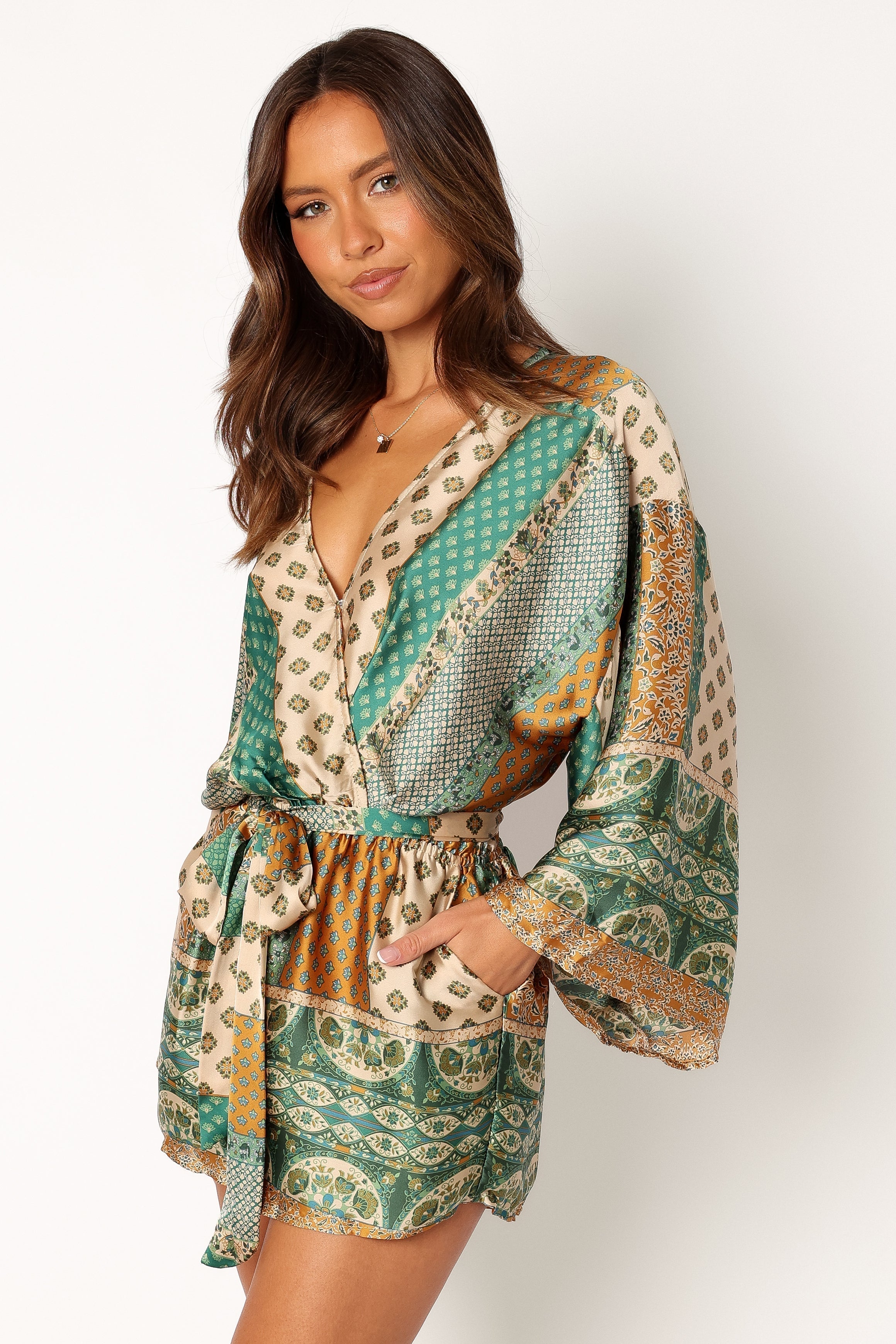 Elyse Romper - Green-Aur Fashion