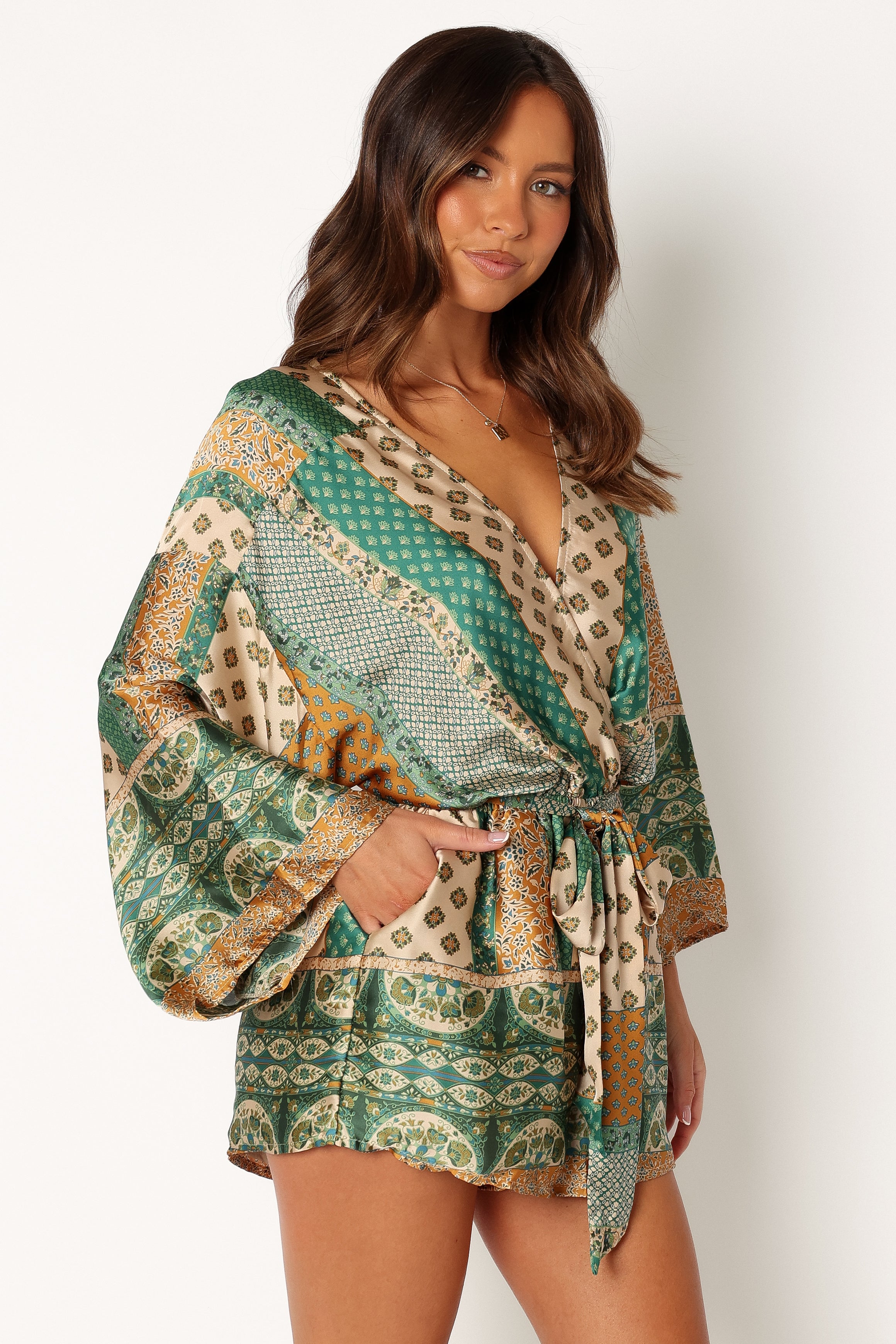 Elyse Romper - Green-Aur Fashion