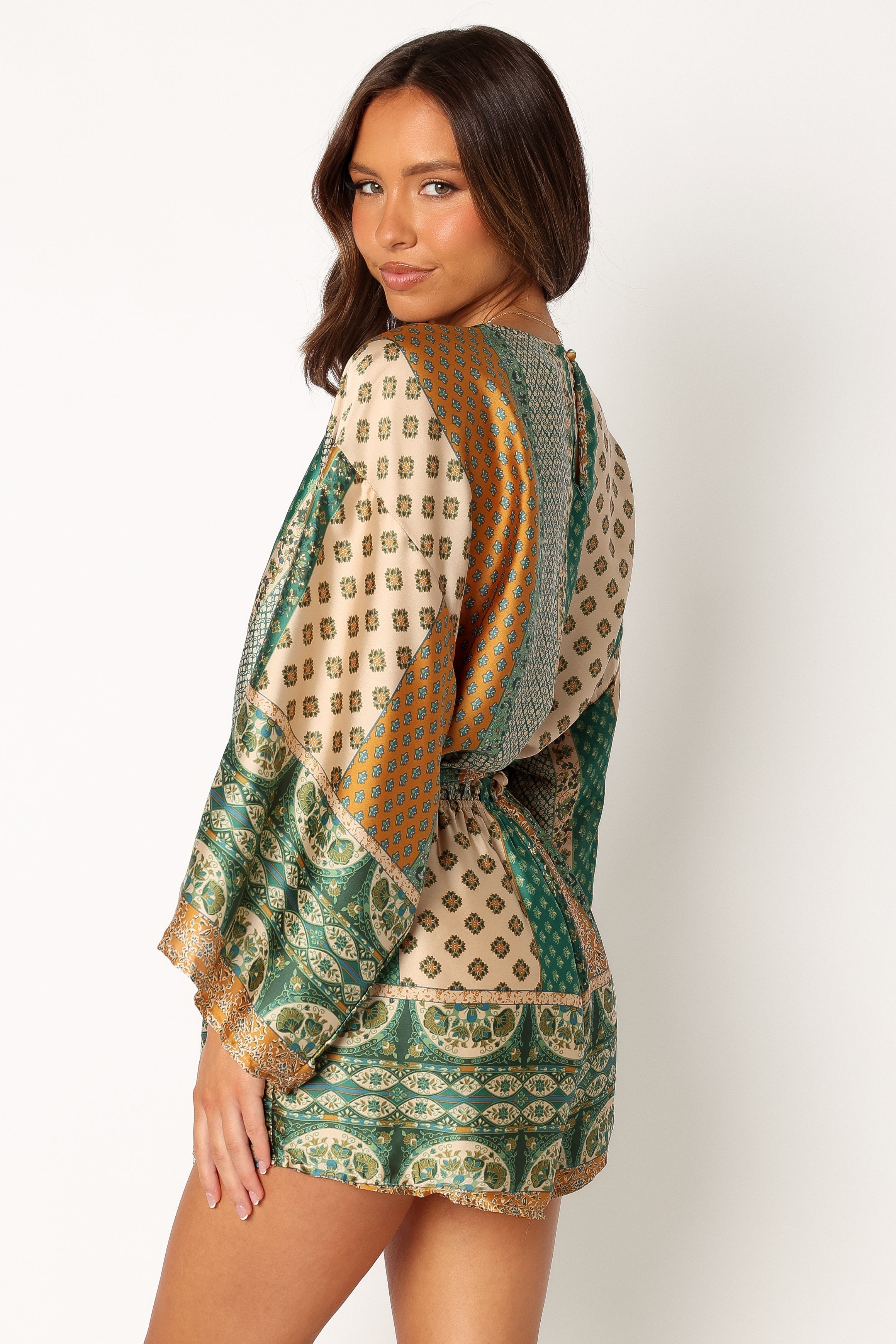 Elyse Romper - Green-Aur Fashion