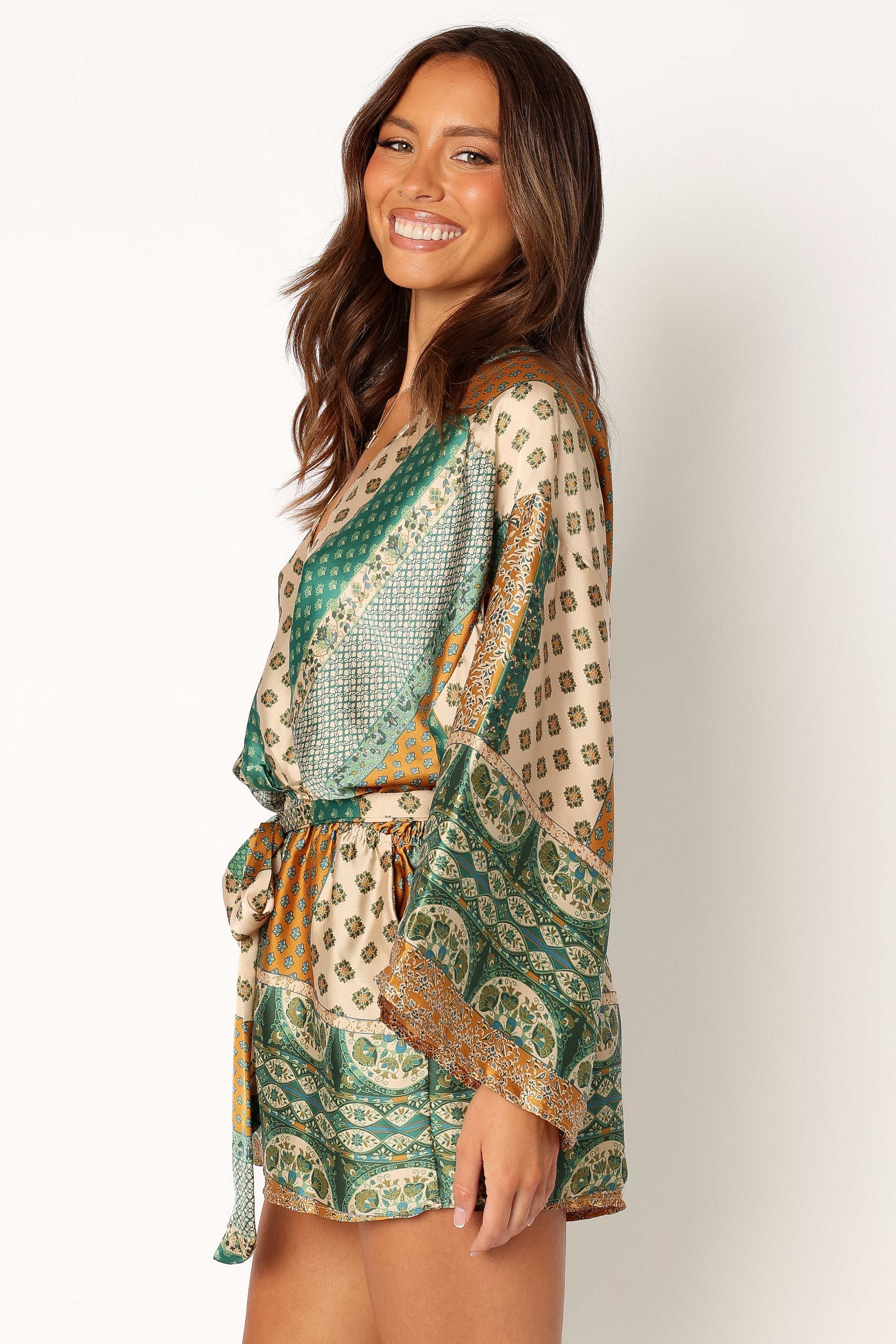 Elyse Romper - Green-Aur Fashion