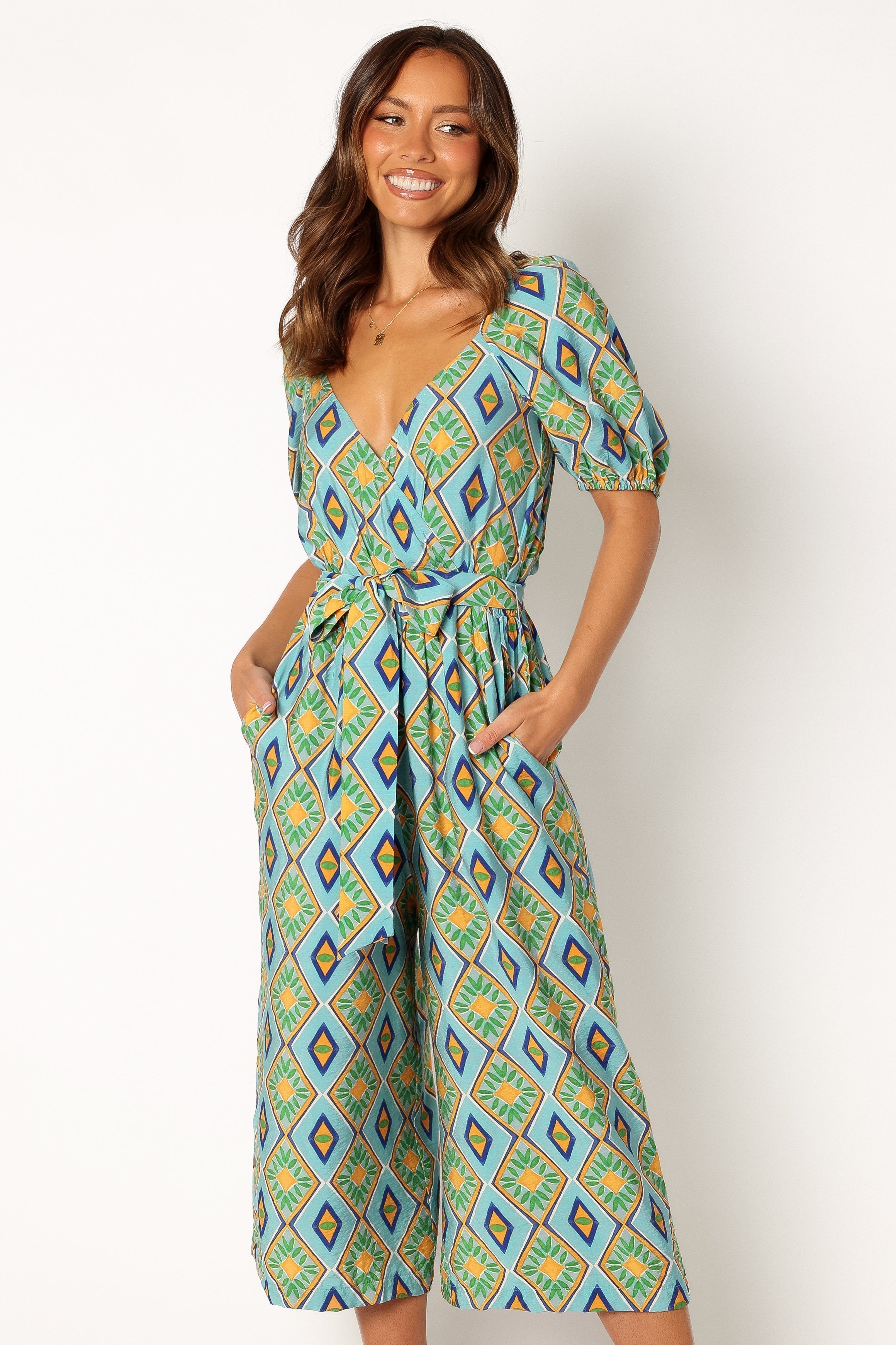 Hermione Wide Leg Jumpsuit - Blue-Aur Fashion