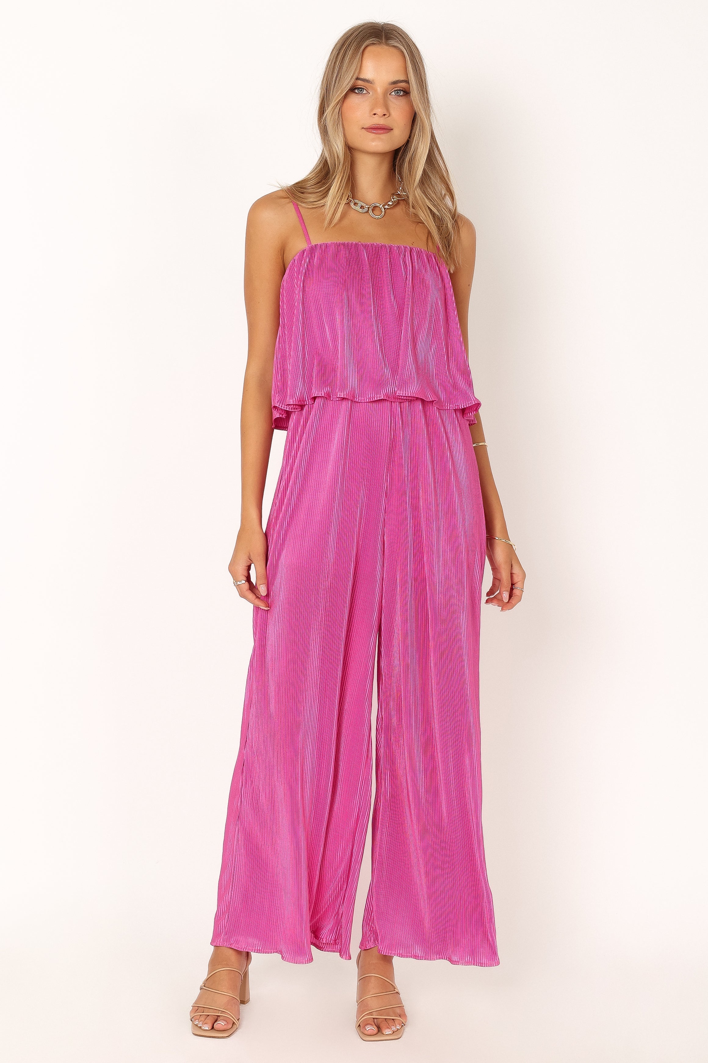 Jillian Plisse Jumpsuit - Orchid-Aur Fashion