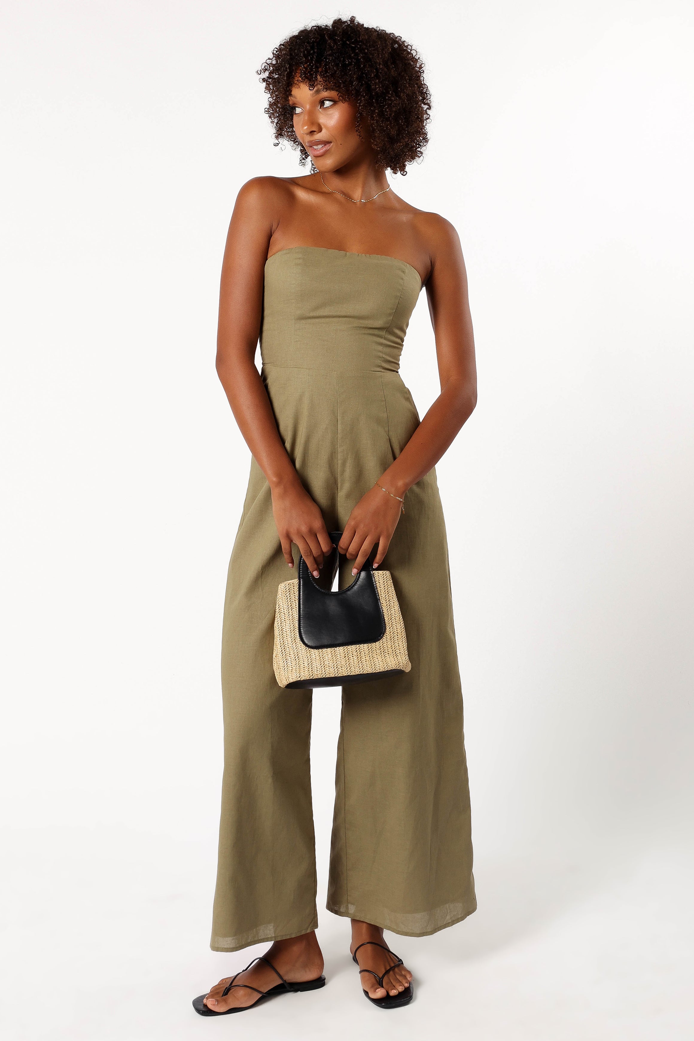 Jodie Strapless Jumpsuit - Olive-Aur Fashion