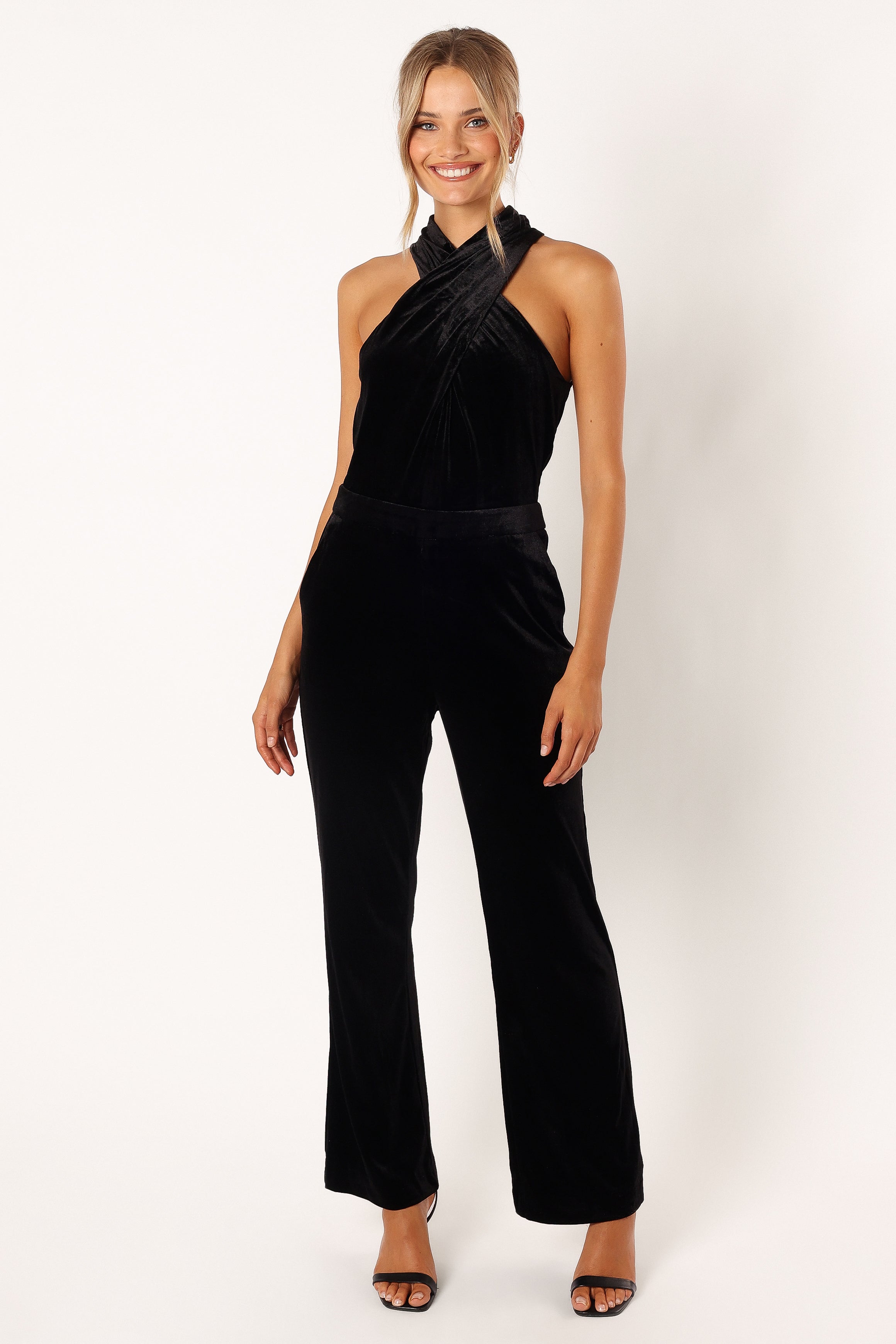 Liberty Velvet Jumpsuit - Black-Aur Fashion