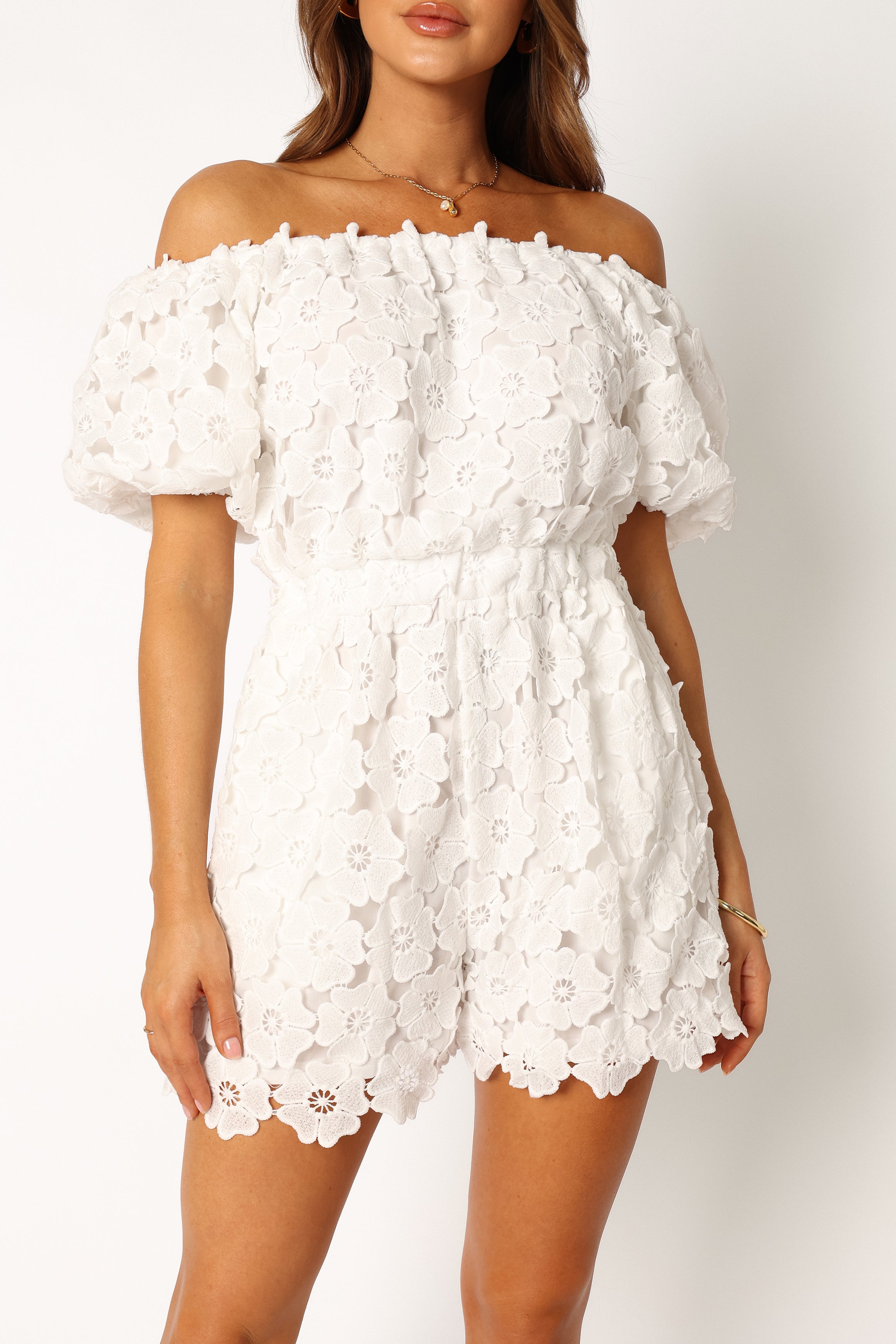 Lilly Romper - White-Aur Fashion
