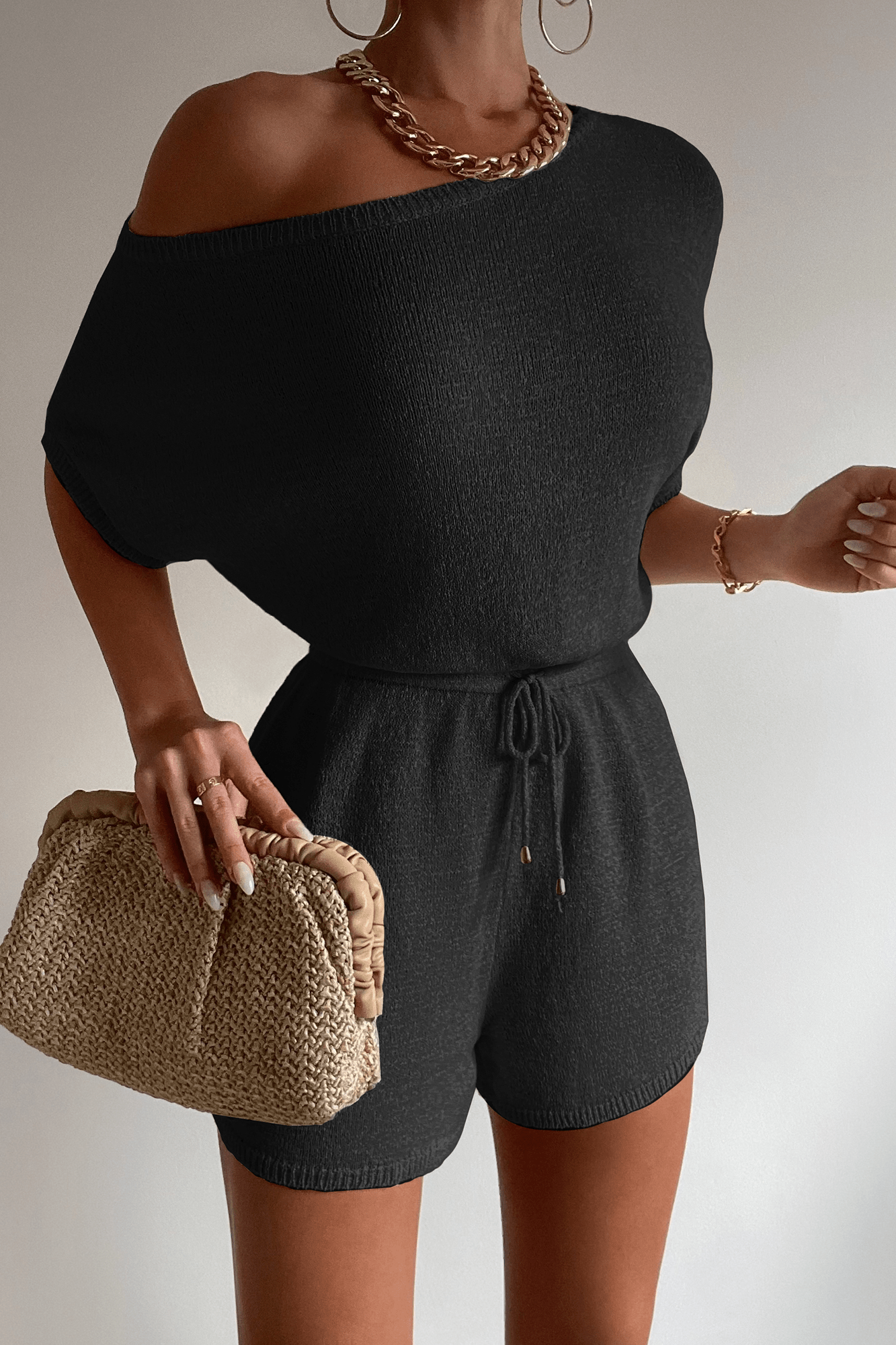 Miami Knit Romper - Black-Aur Fashion