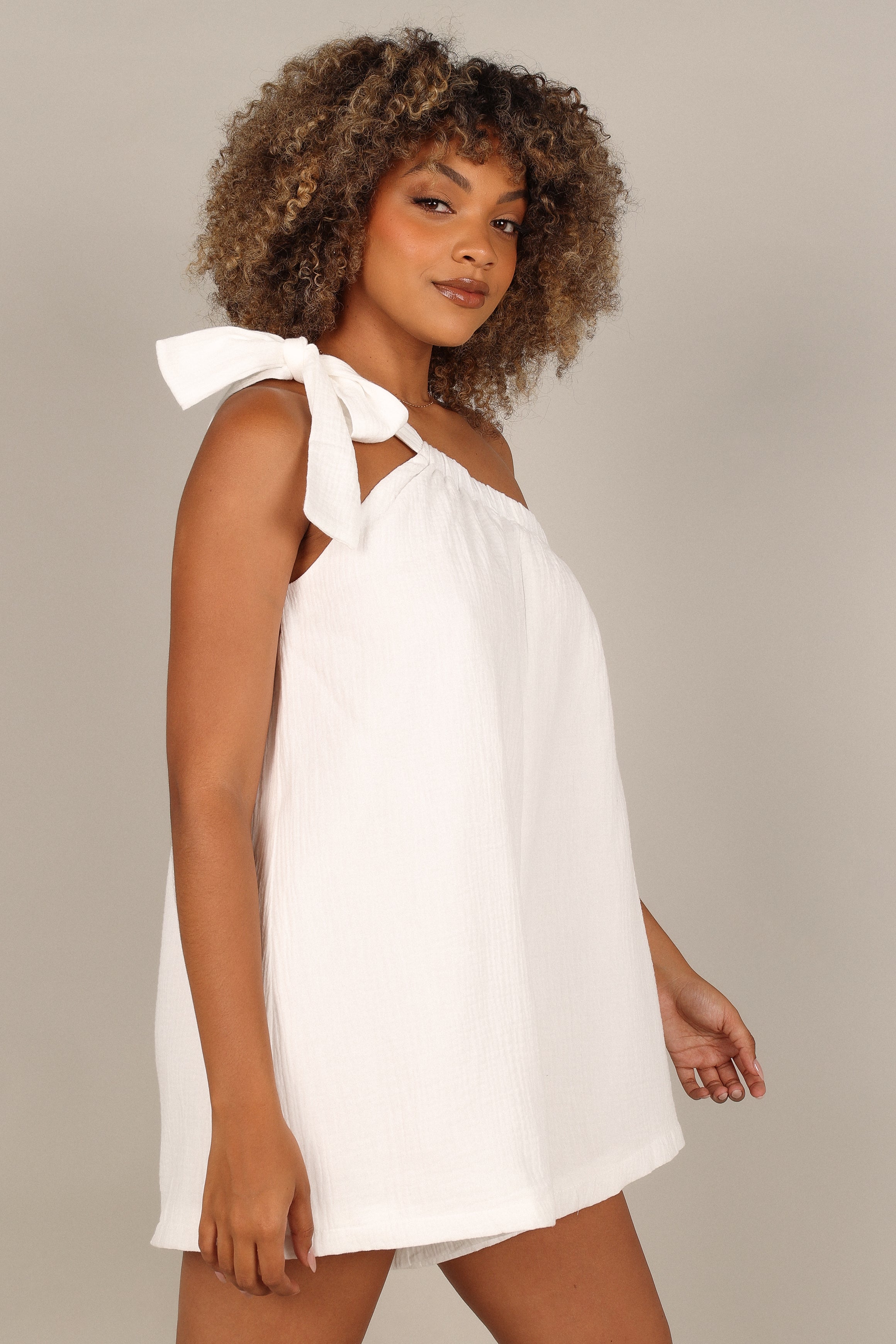 Miffy One Shoulder Romper - White-Aur Fashion