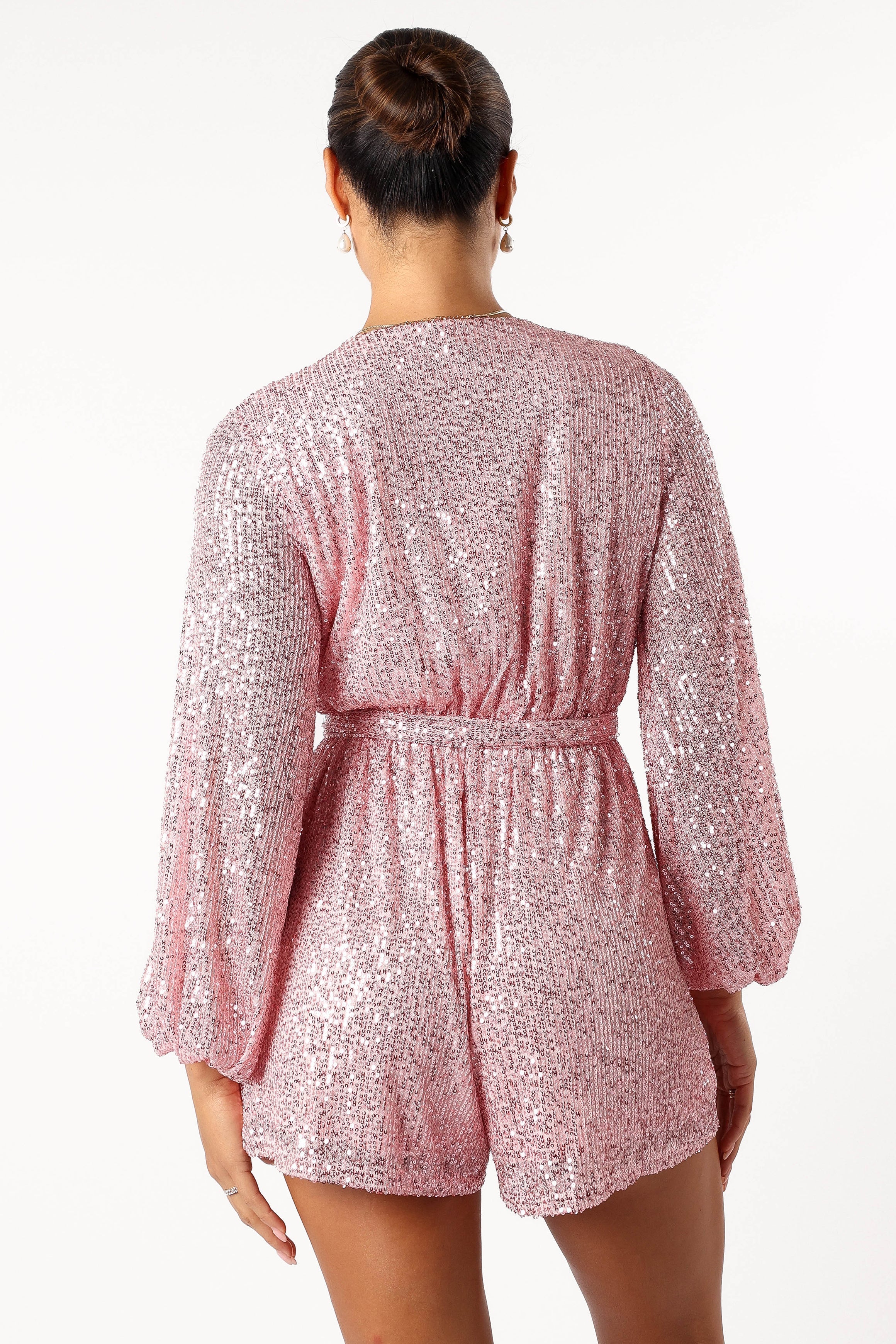 Monica Sequin Romper - Pink-Aur Fashion
