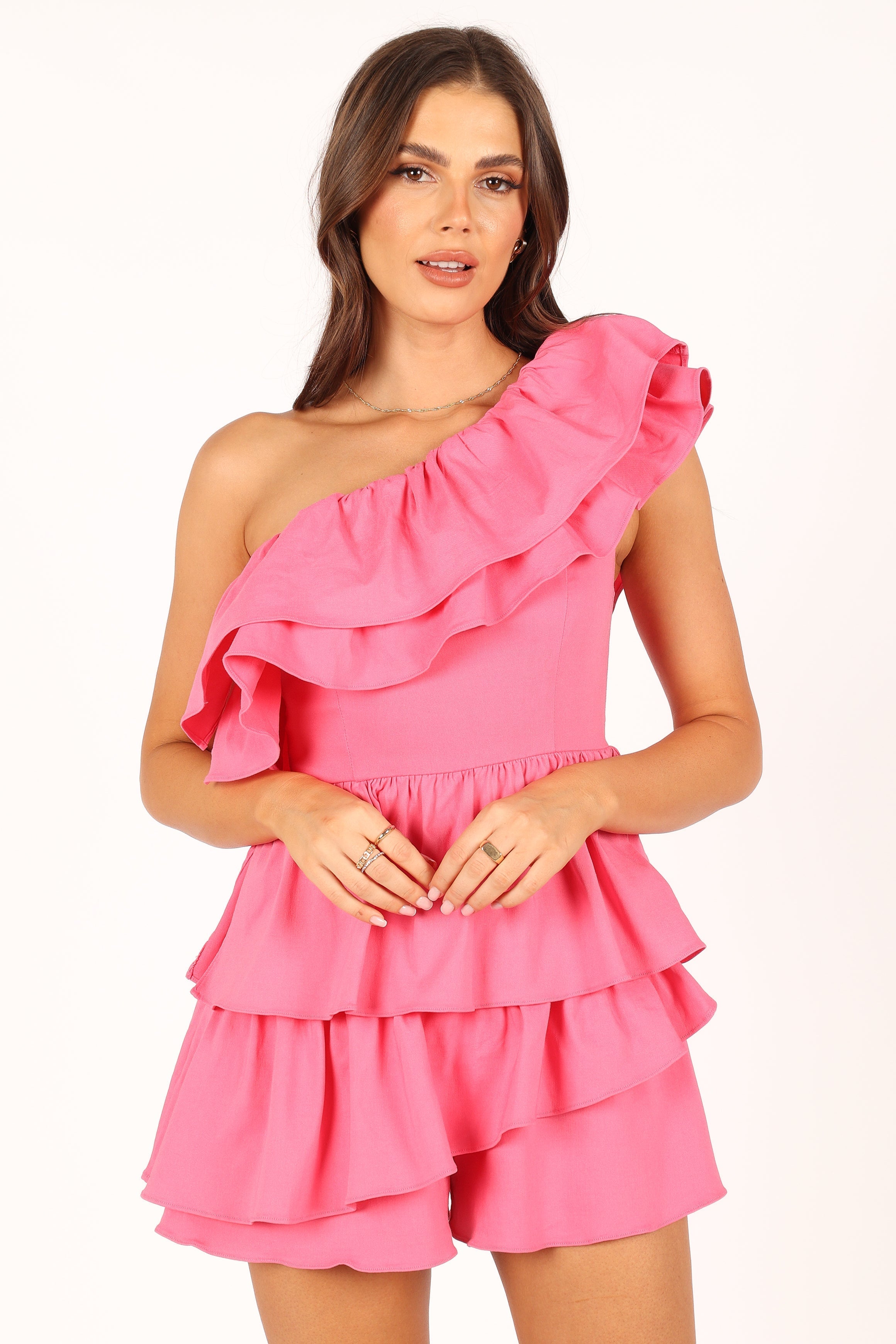 Sammy Frill Romper - Pink-Aur Fashion