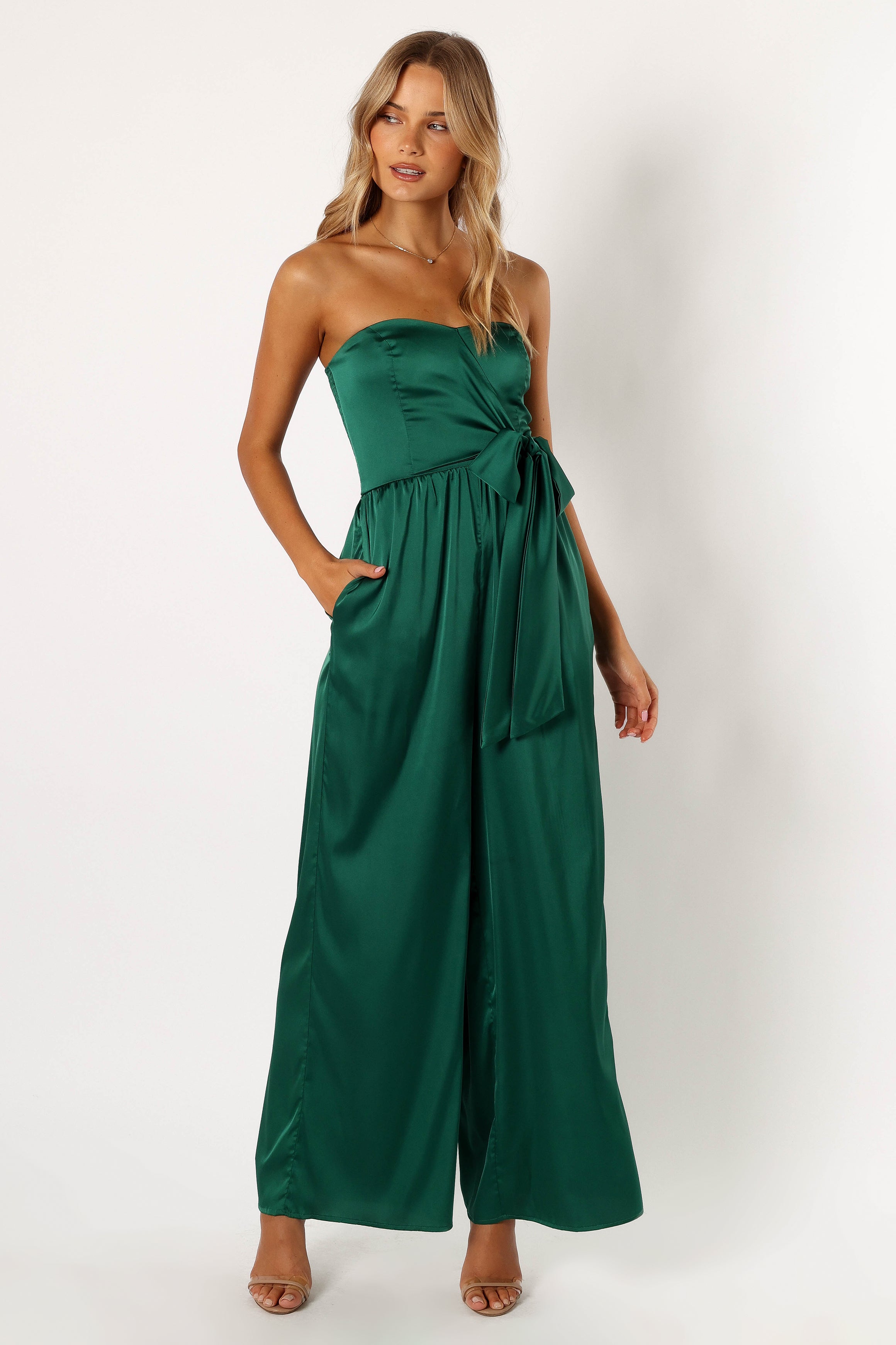 Tanya Strapless Jumpsuit - Emerald-Aur Fashion