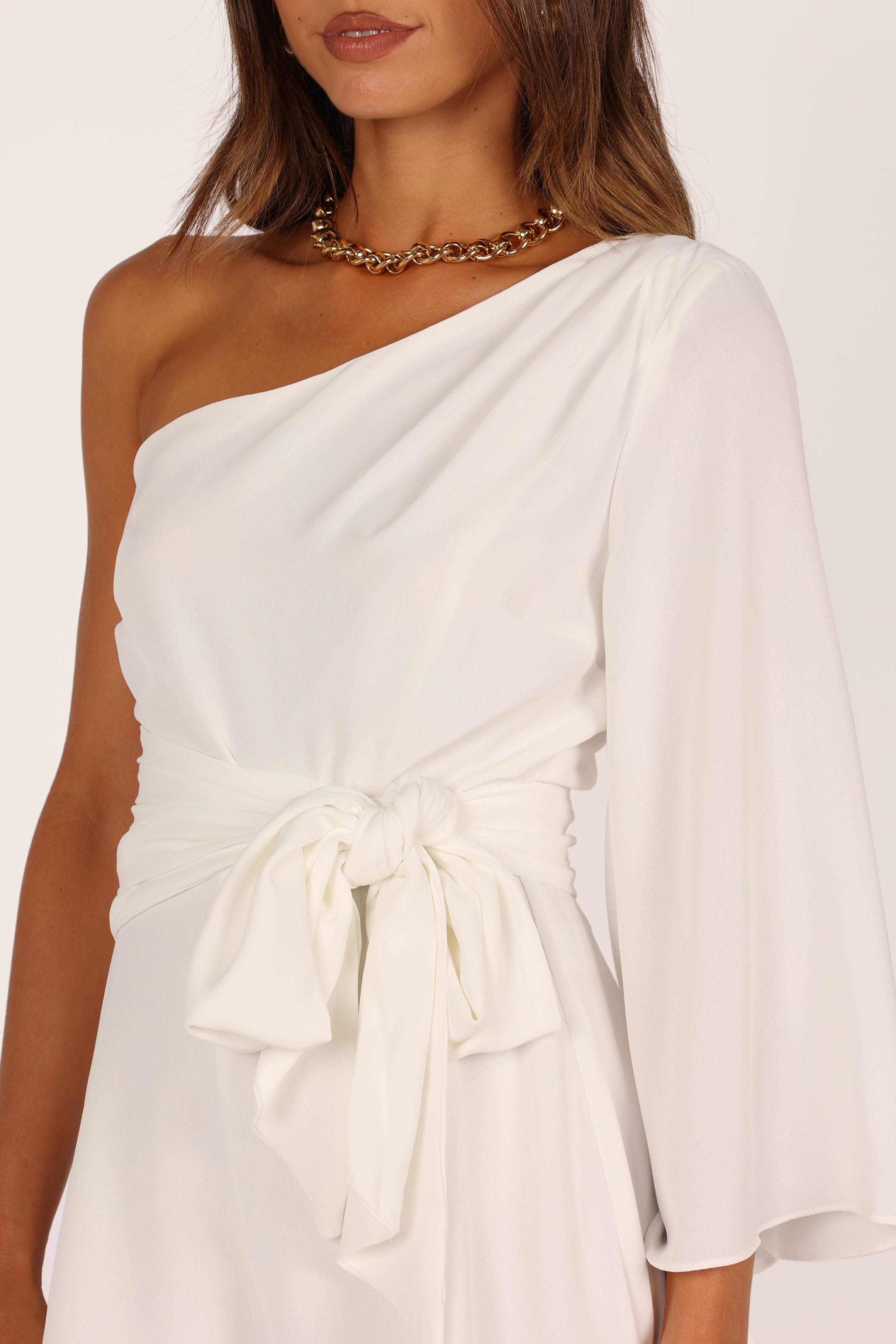 Tien One Sleeve Romper - White-Aur Fashion