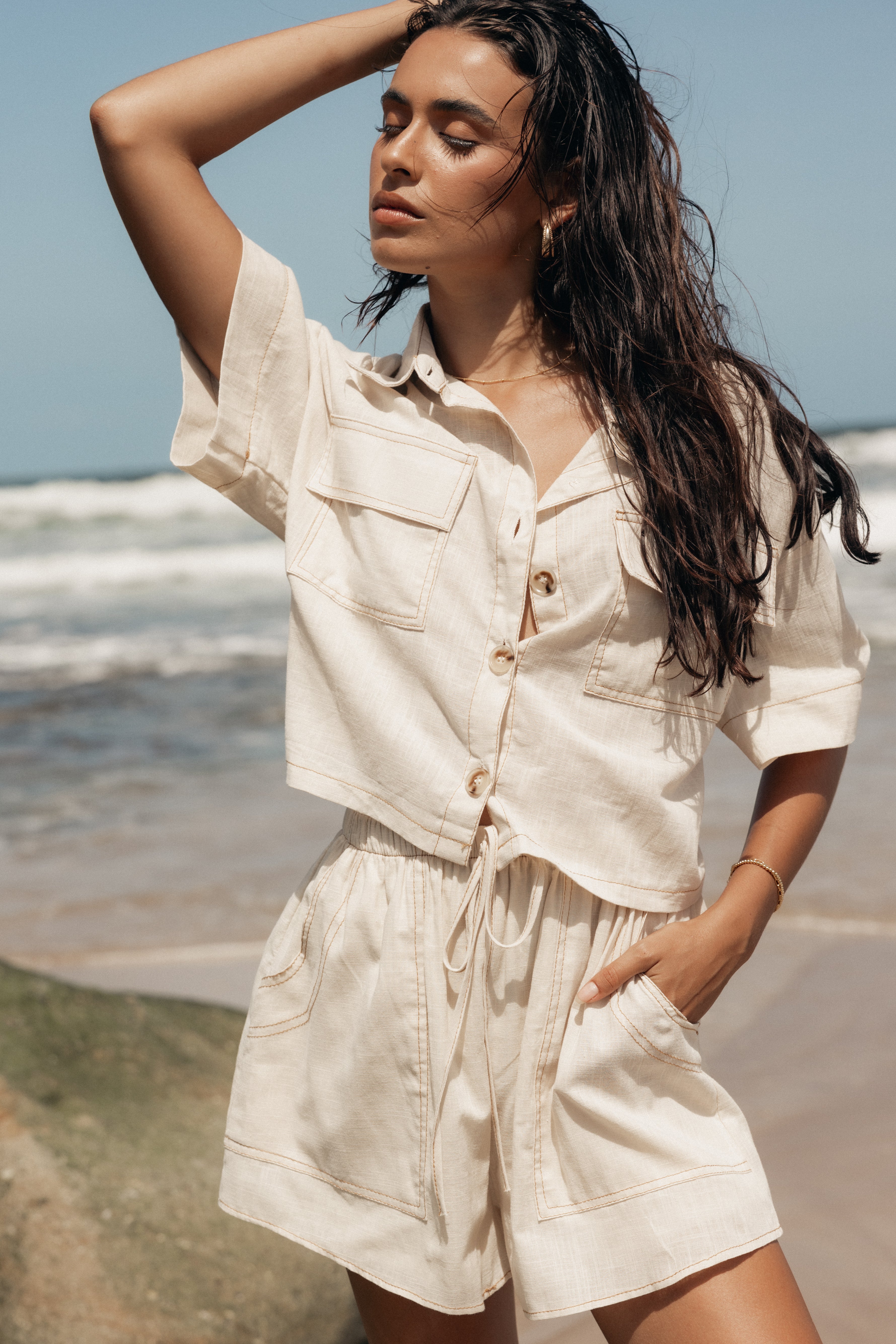 Adi Short Set - Beige-Aur Fashion