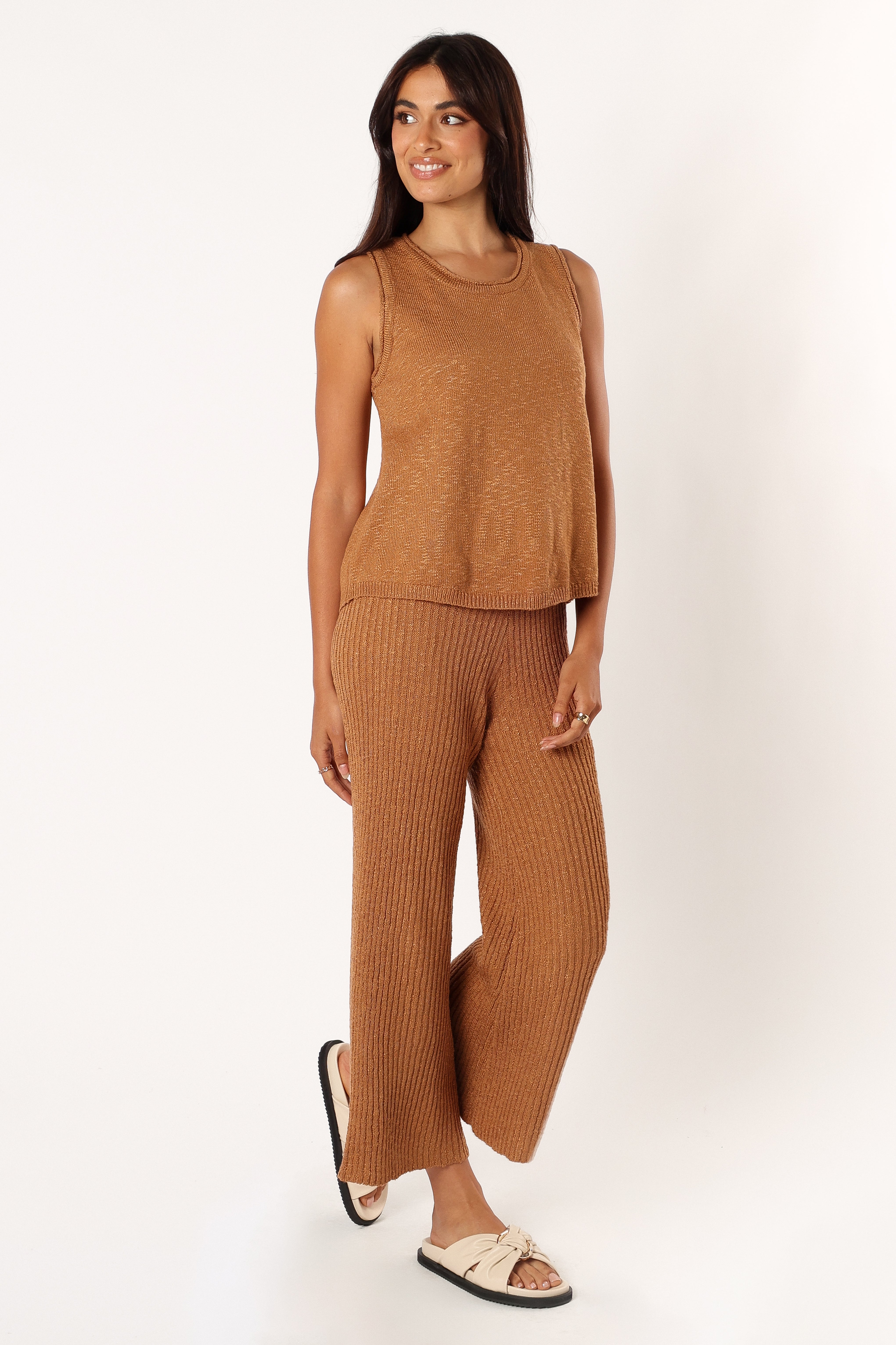 Anna Knitted Set - Brown-Aur Fashion