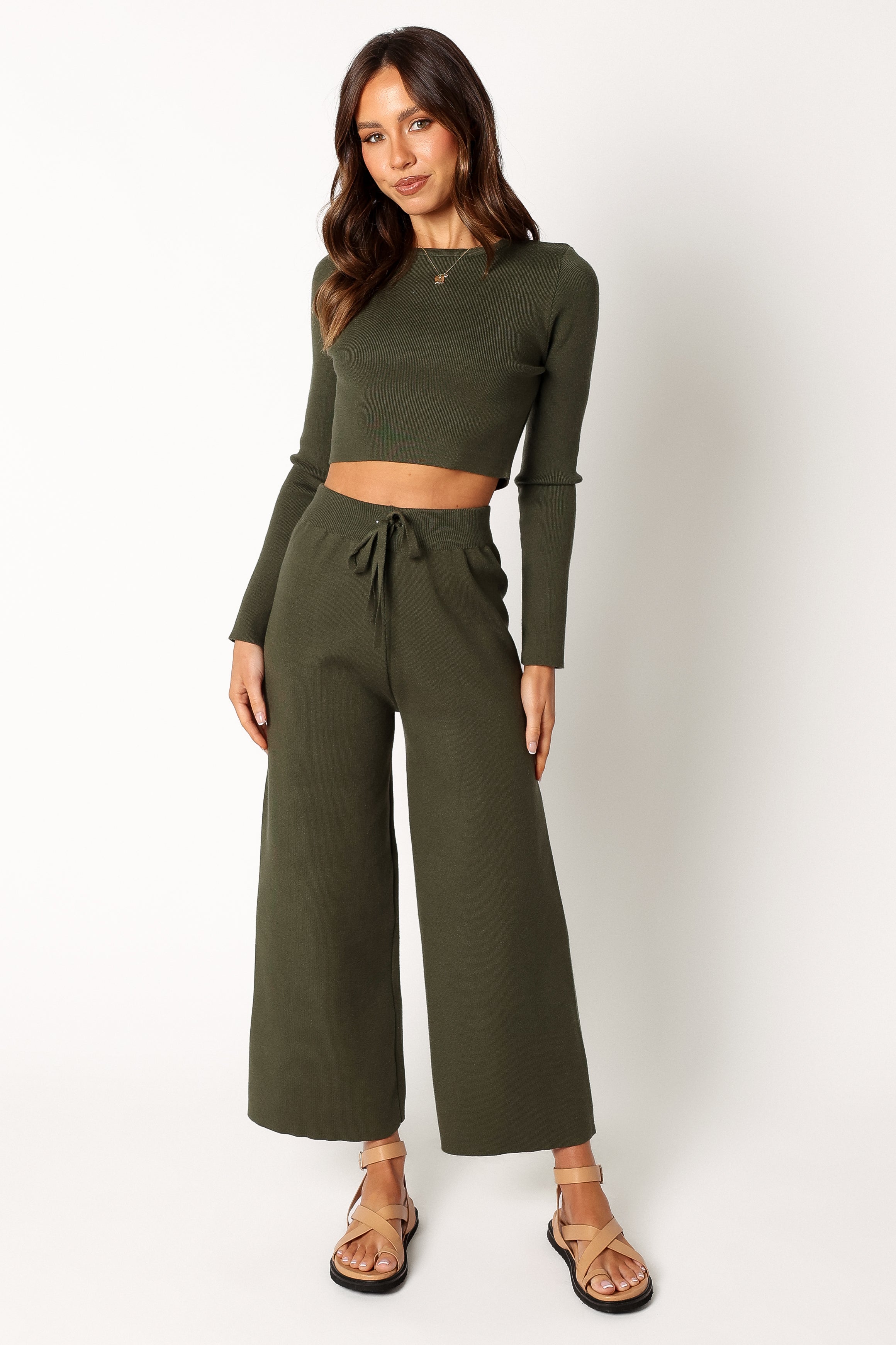 Ayers Long Sleeve Set - Olive-Aur Fashion