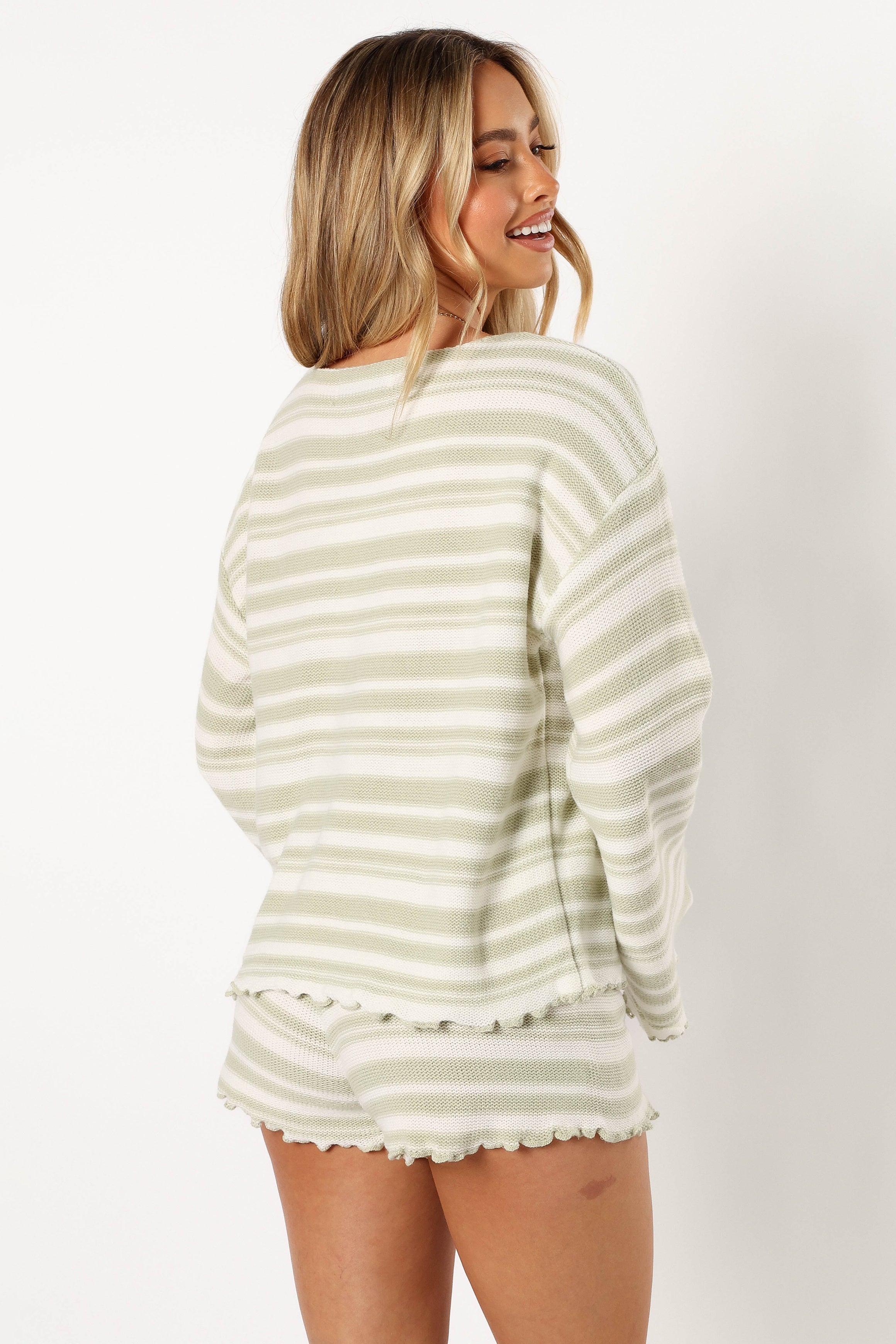 Christina Knit Set - Sage Stripe-Aur Fashion
