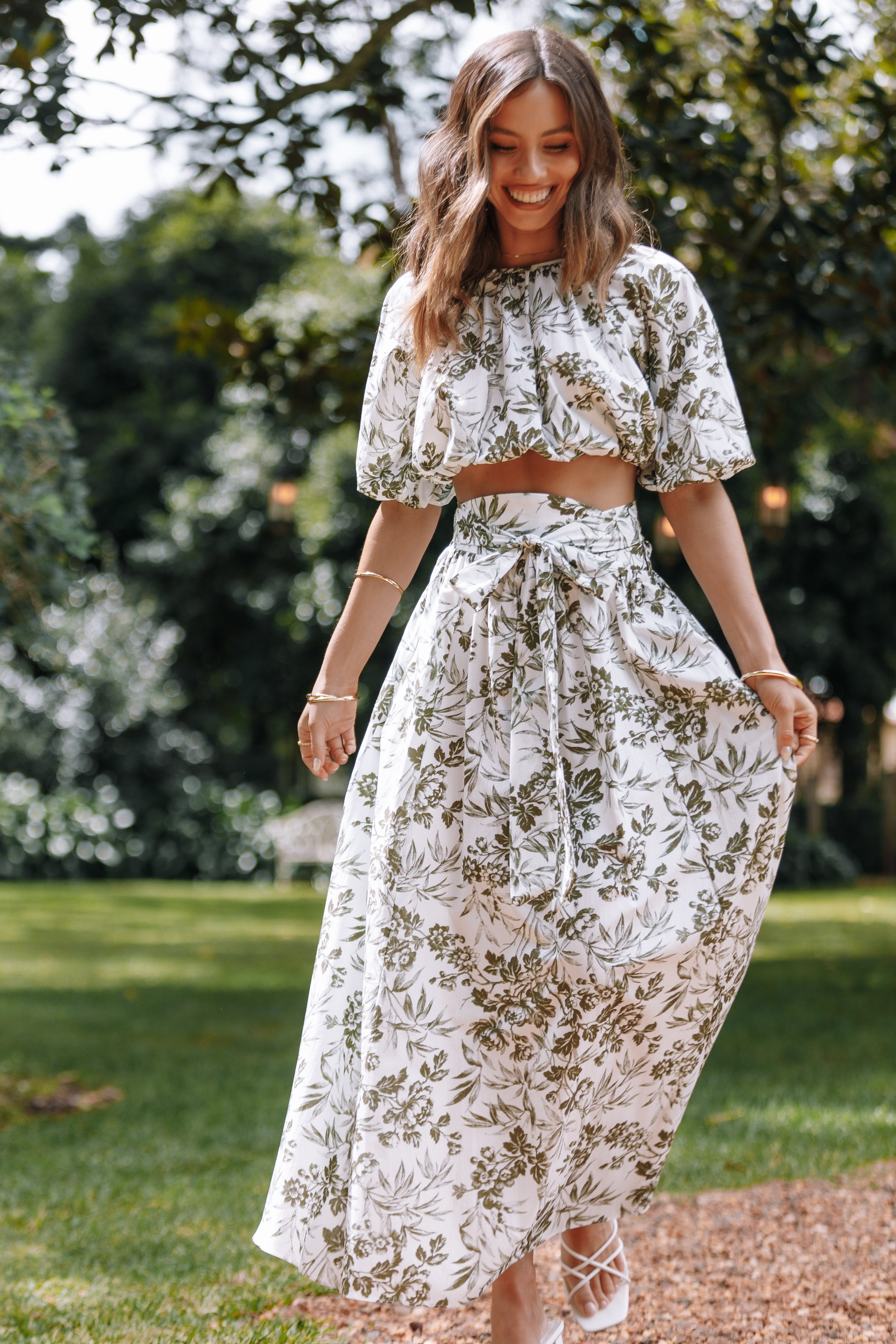 Delilah Set - Green Floral-Aur Fashion