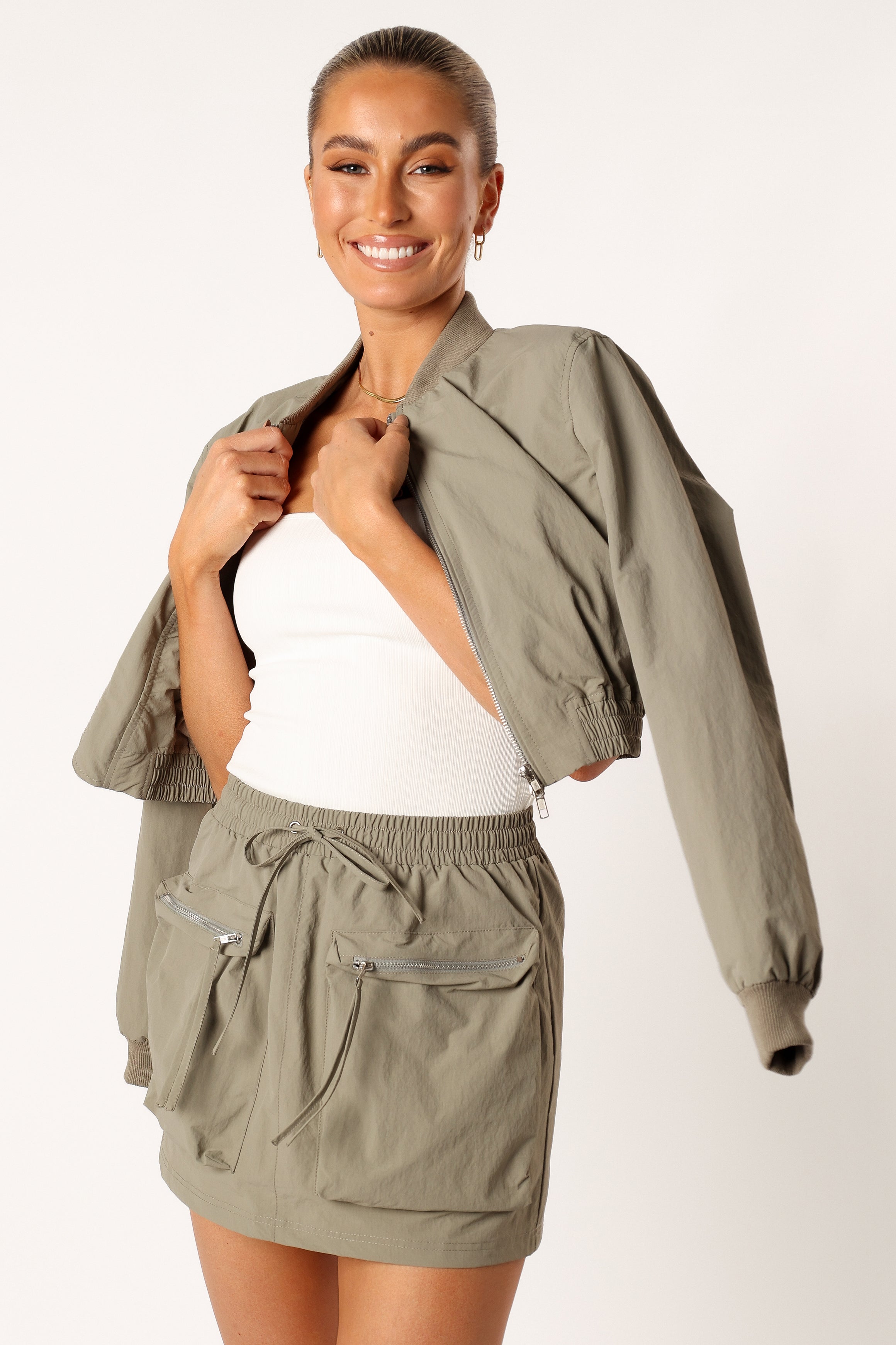 Freddie Two Piece Set - Light Olive-Aur Fashion