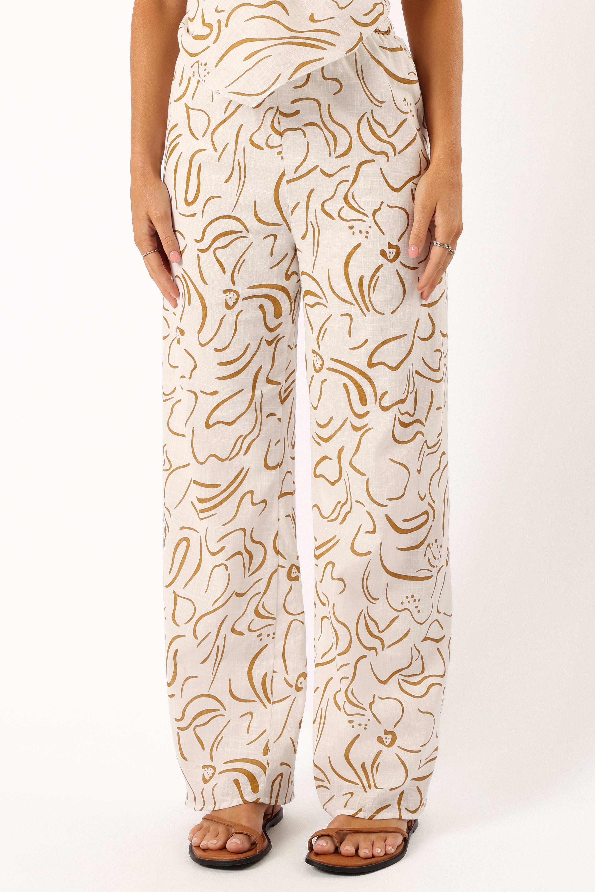 Keelie Pant Set - White Beige-Aur Fashion