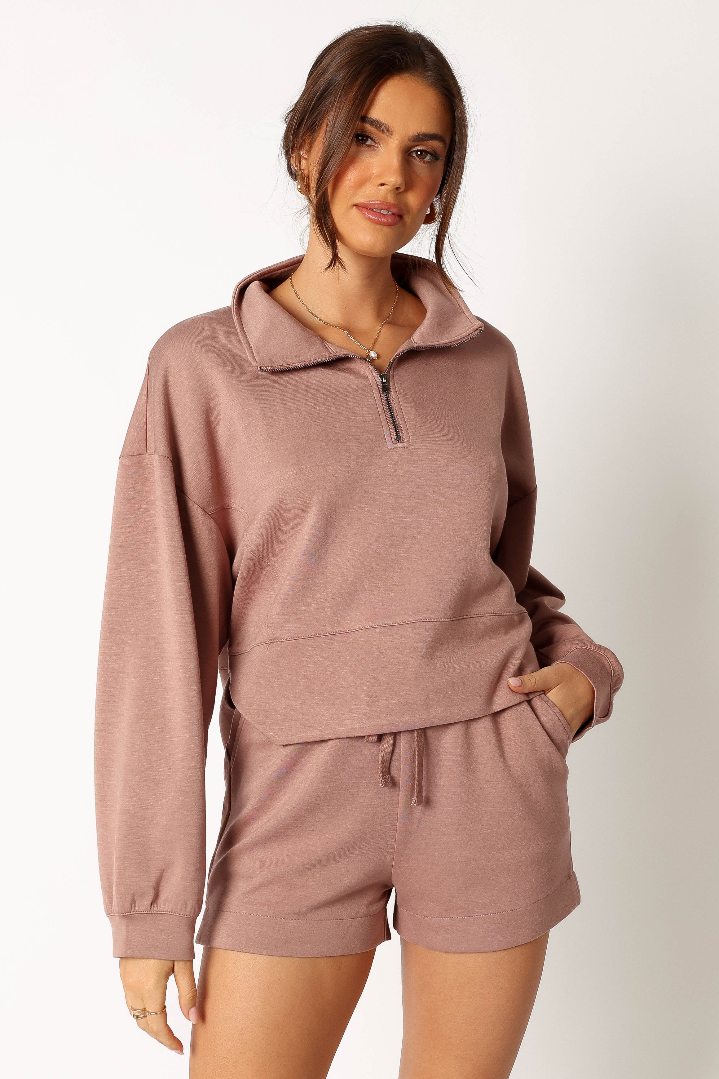 Paula Oversized Sweat Set - Mocha-Aur Fashion