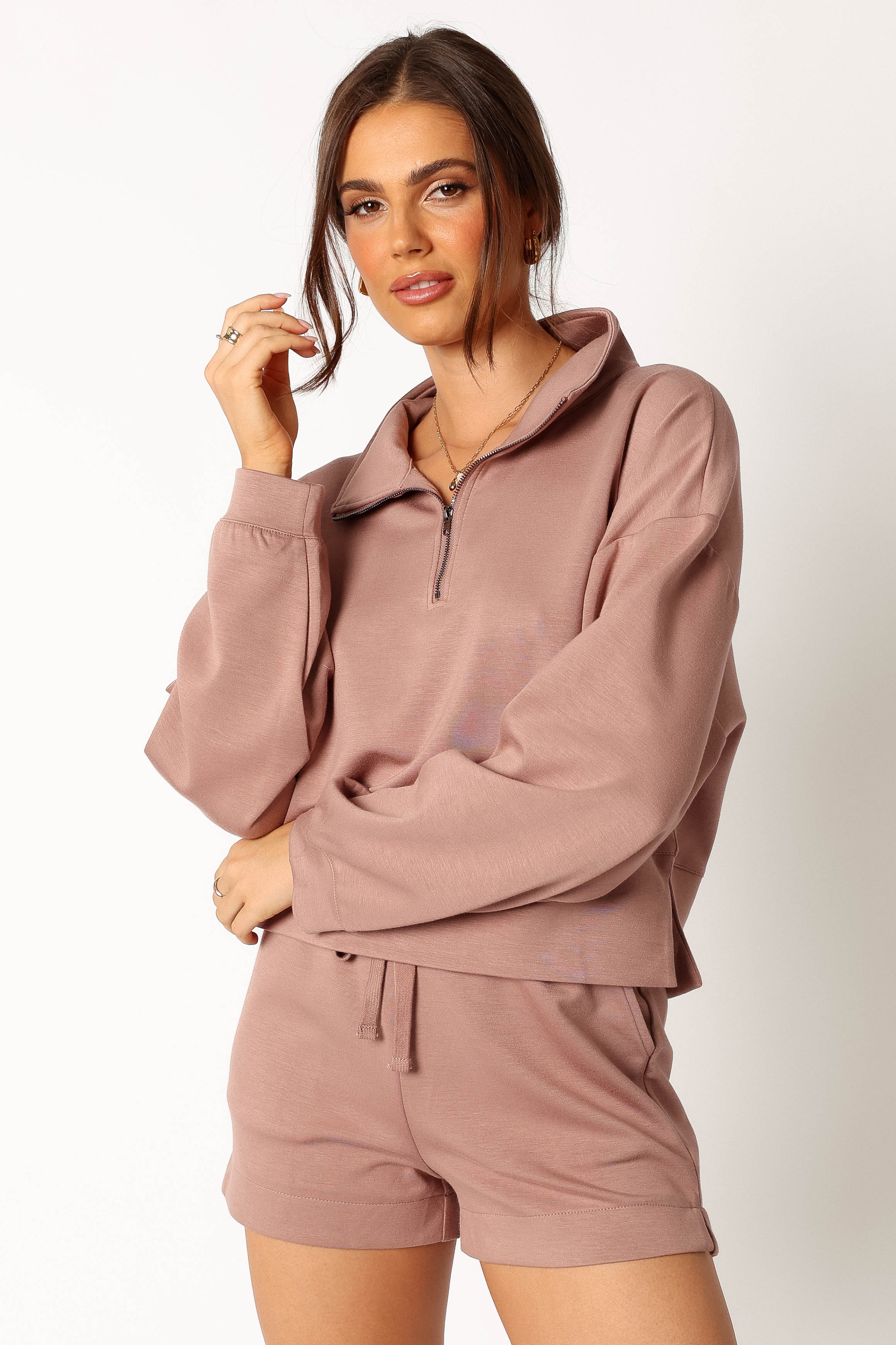 Paula Oversized Sweat Set - Mocha-Aur Fashion