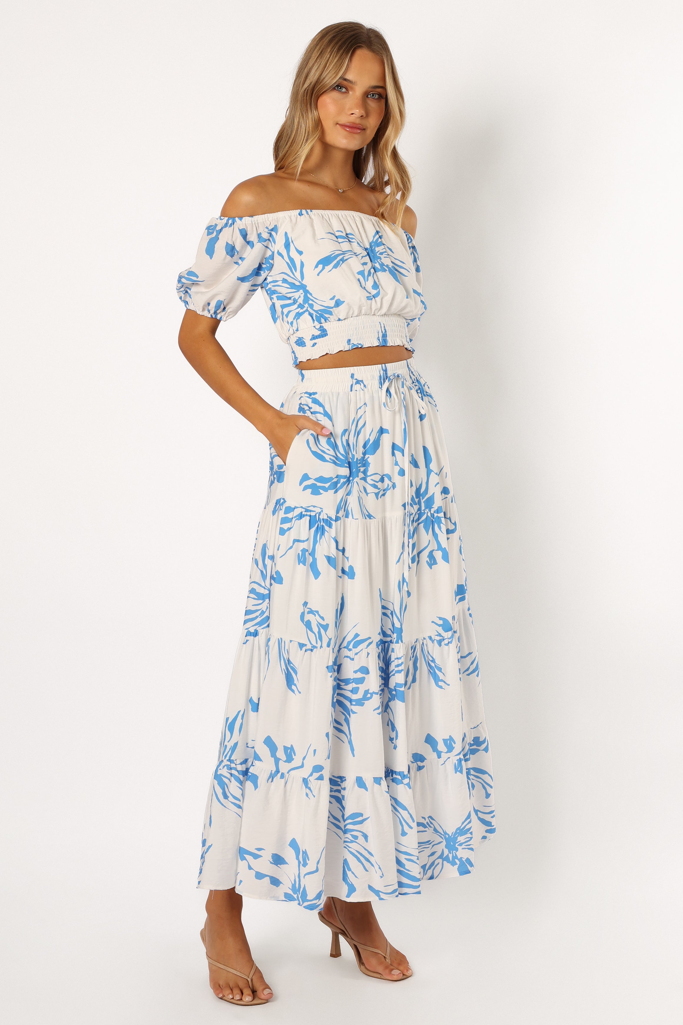 Rachelle Skirt Set - Blue-Aur Fashion