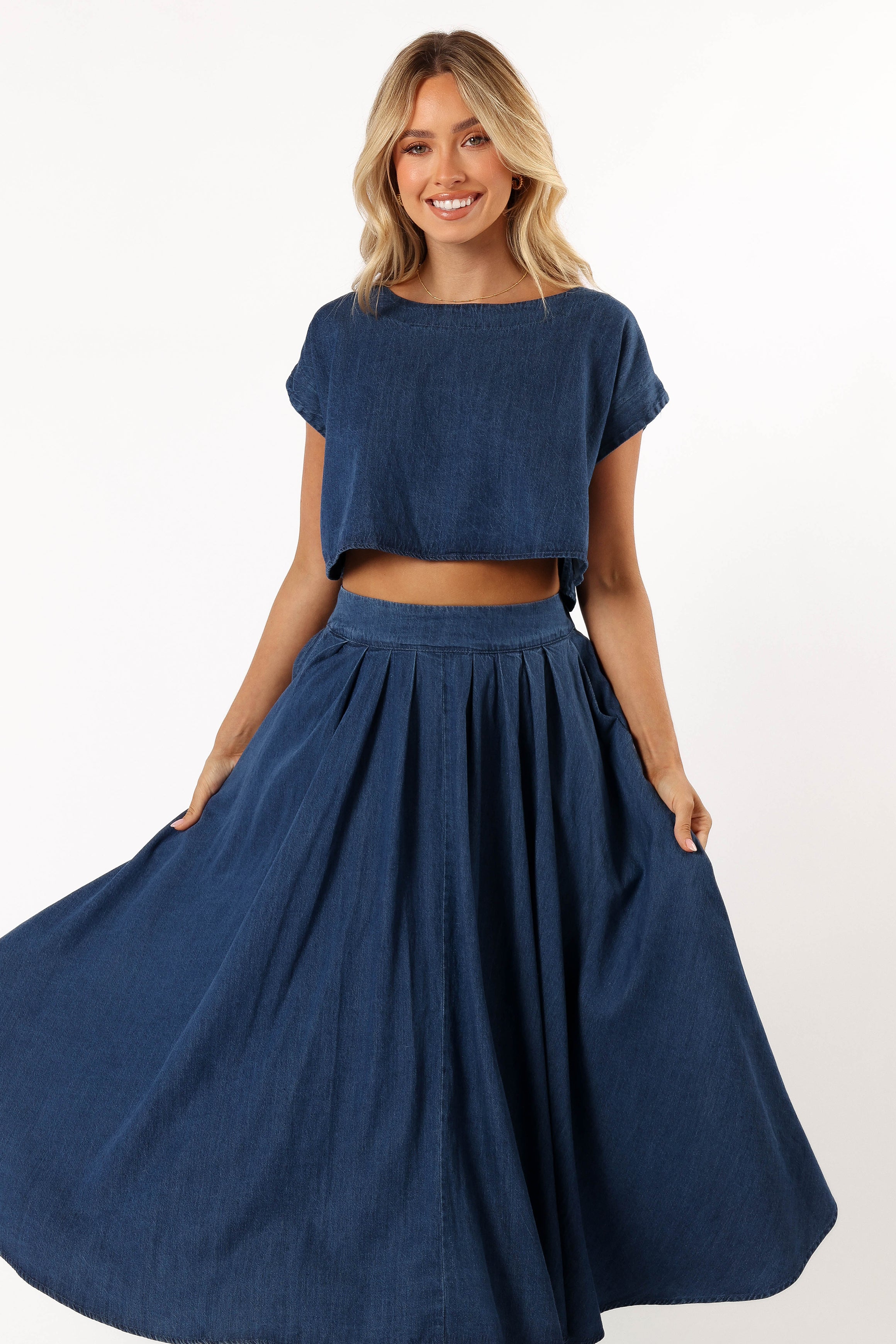 Rylie Two Piece Set - Dark Denim-Aur Fashion