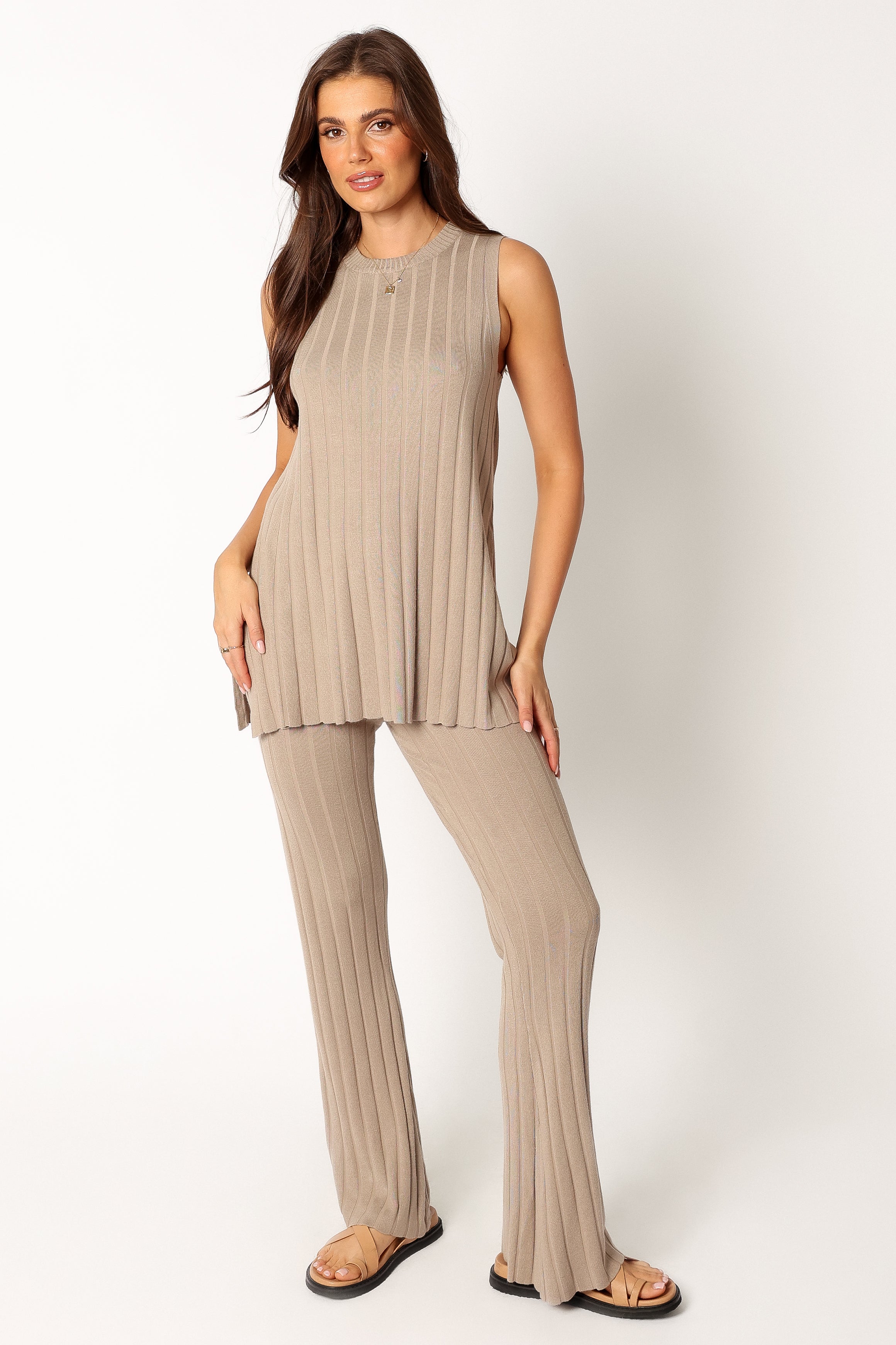 Silvie Knitted Set - Beige-Aur Fashion