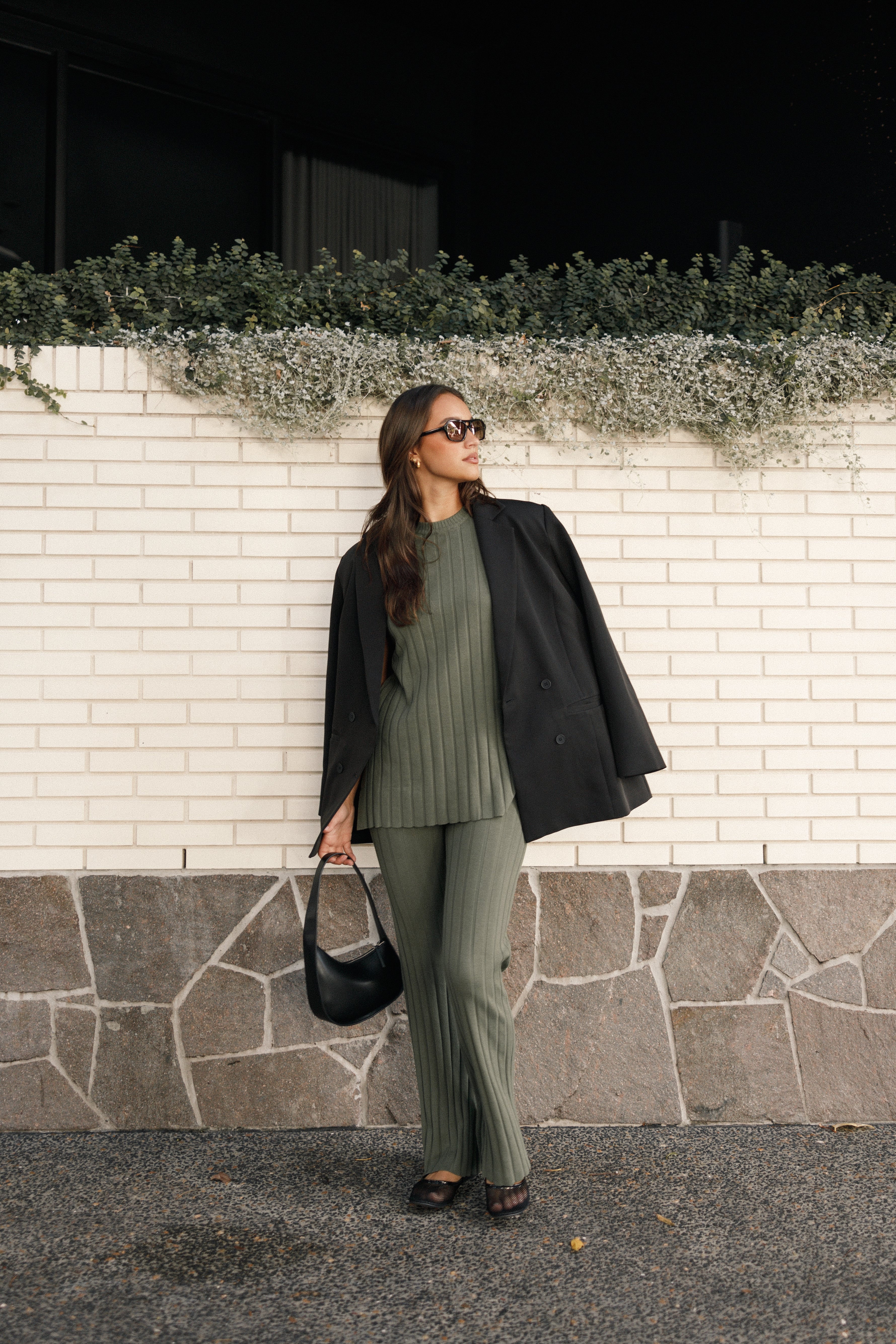 Silvie Knitted Set - Olive-Aur Fashion