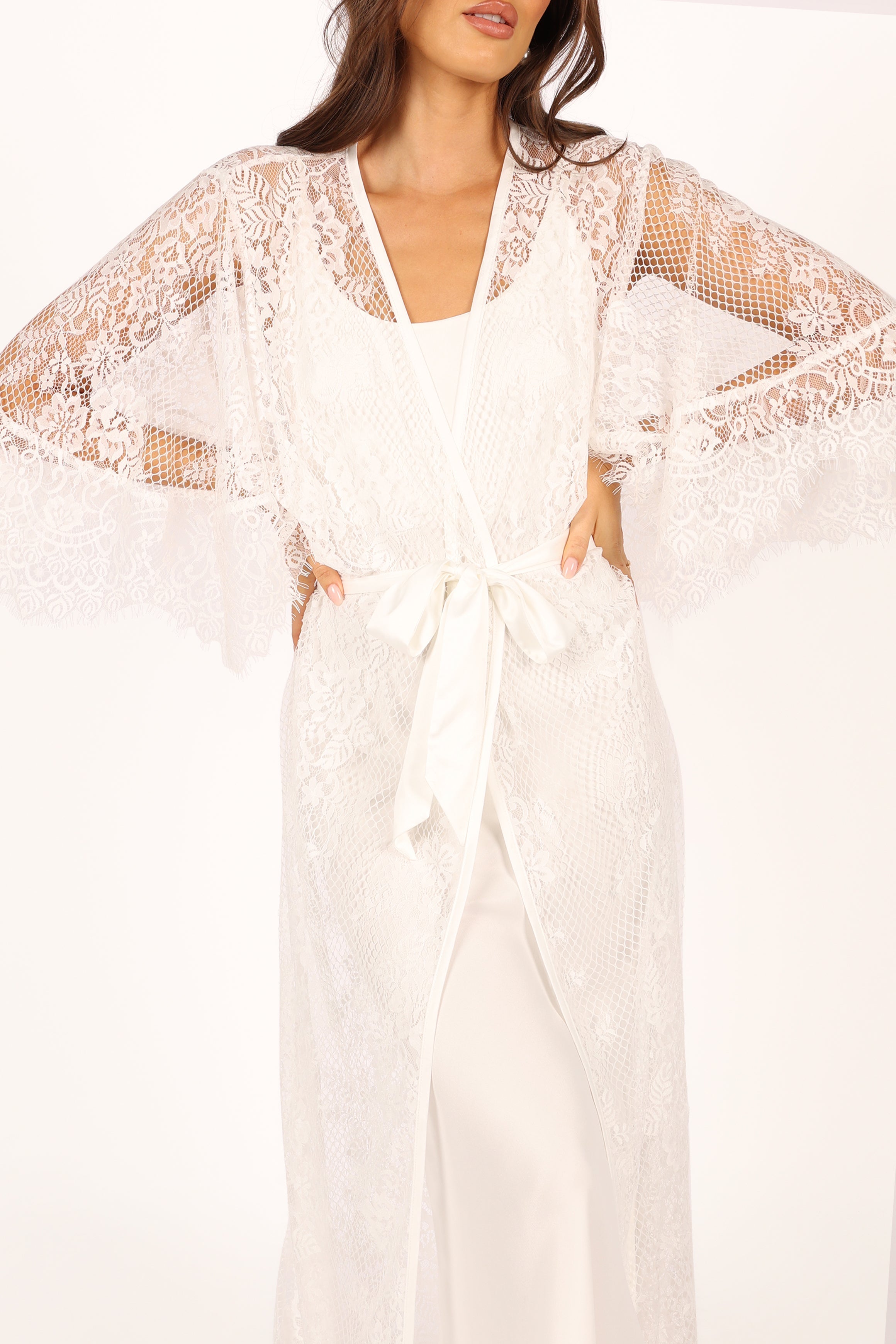 Nephele Lace Bridal Robe - Ivory-Aur Fashion
